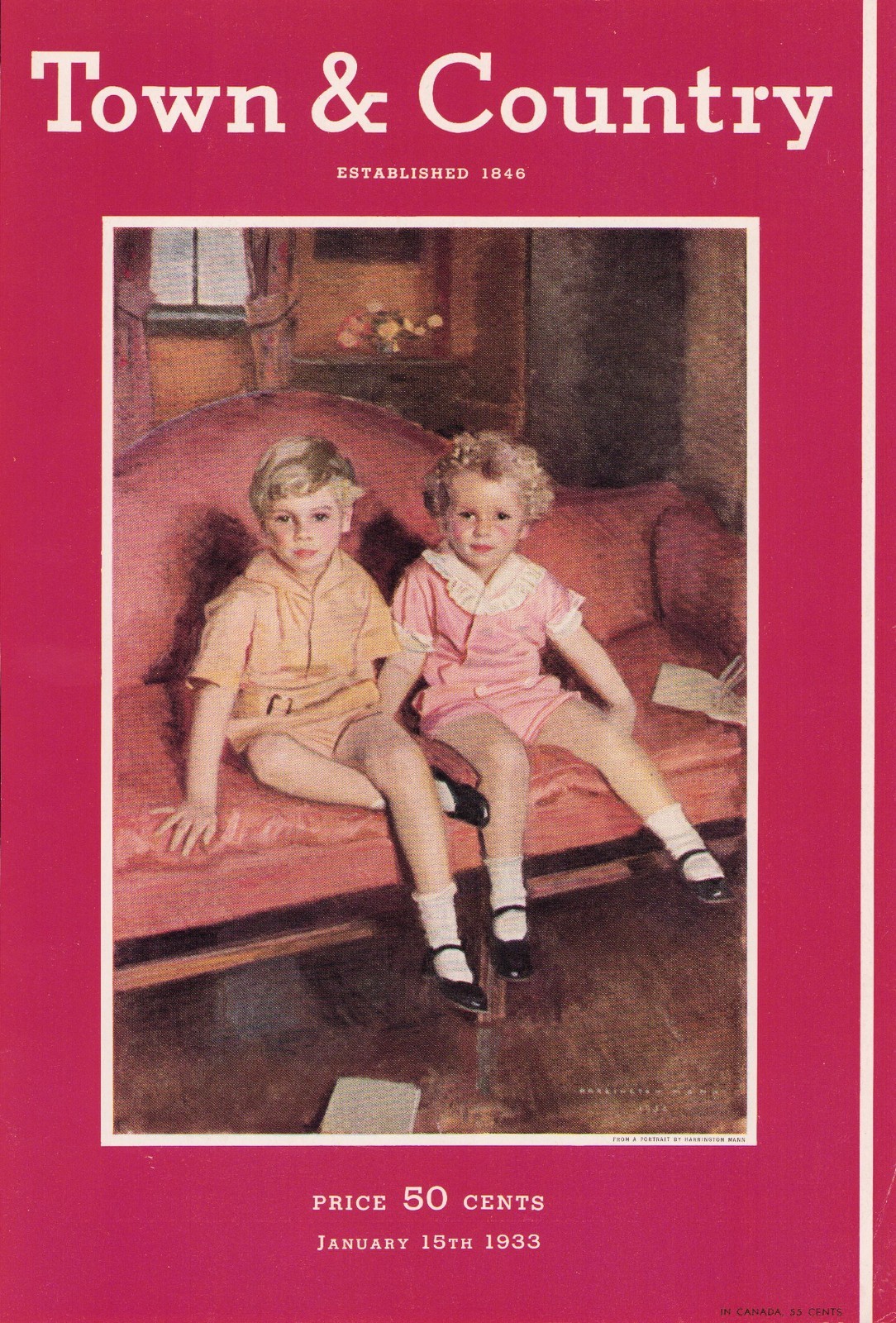 Vintage Town & Country Magazine Cover Onl Children Portrait Harrington Mann 1933