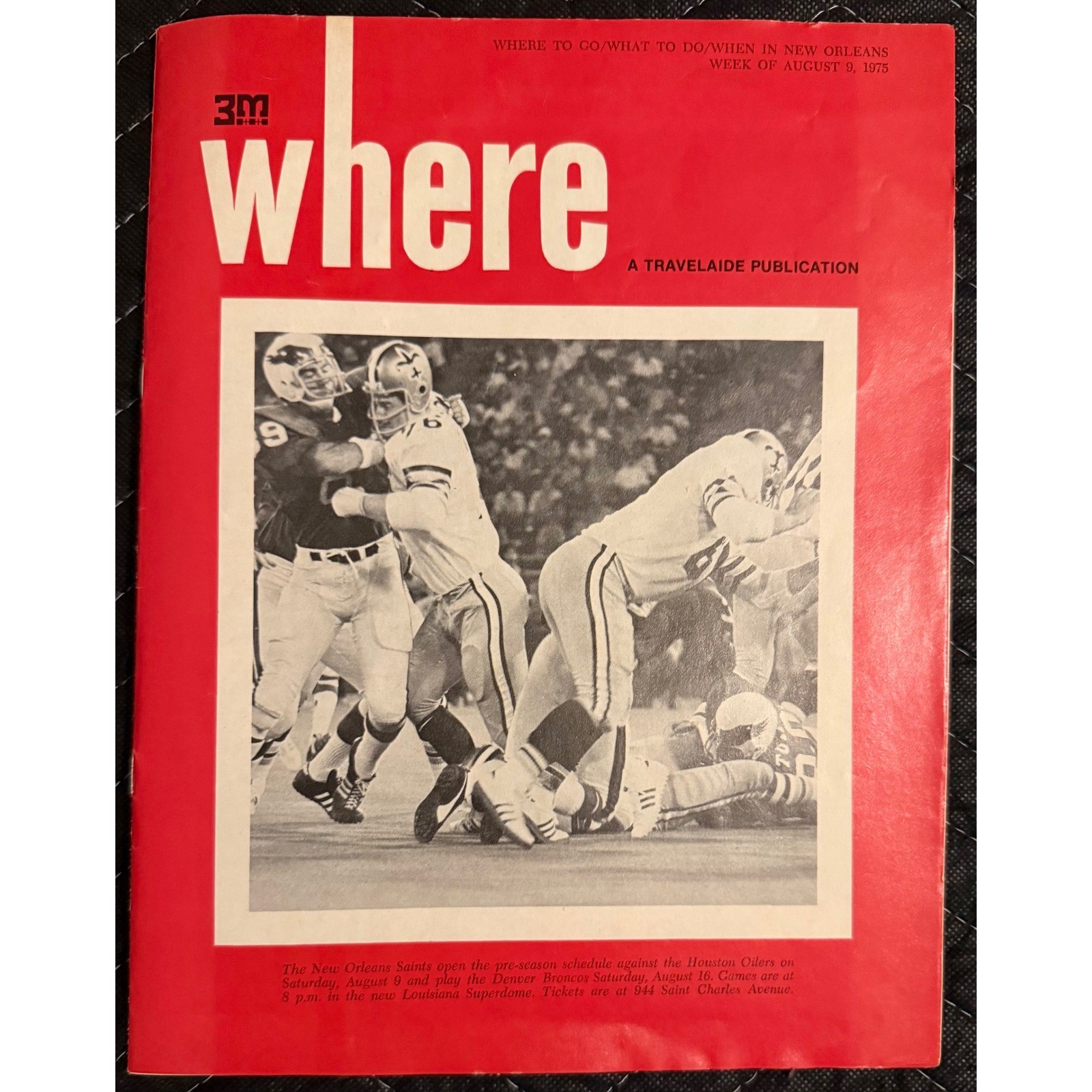 3M Where Magazine New Orleans August 9 1975 Saints Cover Vintage Travel Guide