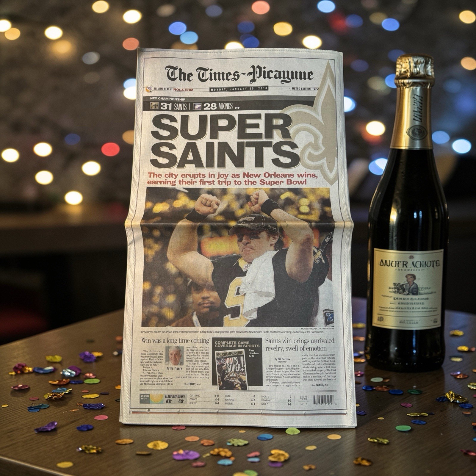 New Orleans Saints Super Bowl Newspaper NFC Championship Drew Brees Jan 25 2010