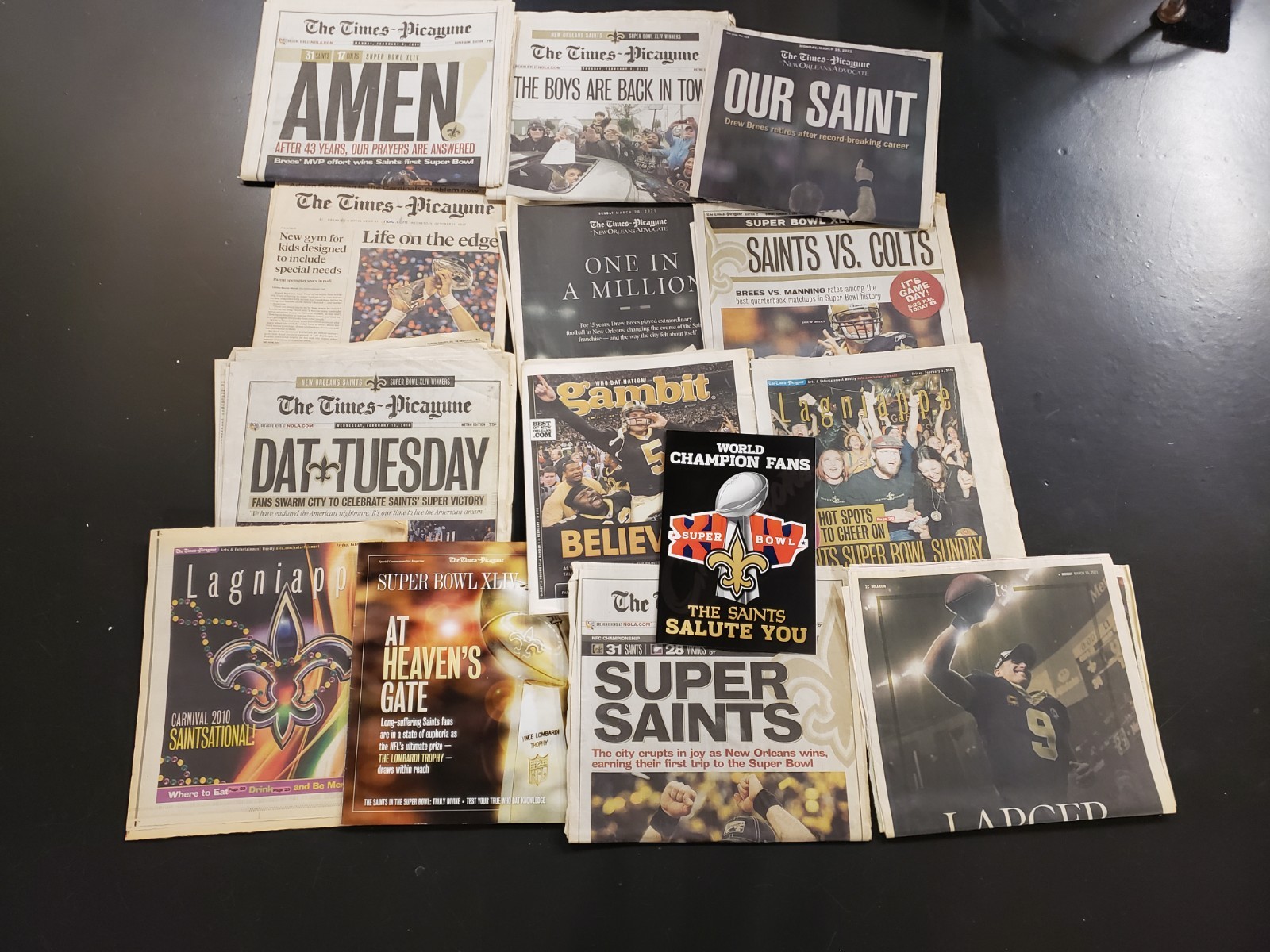 New Orleans Saints Super Bowl XLIV Times Picayune Newspaper Huge Lot Drew Brees