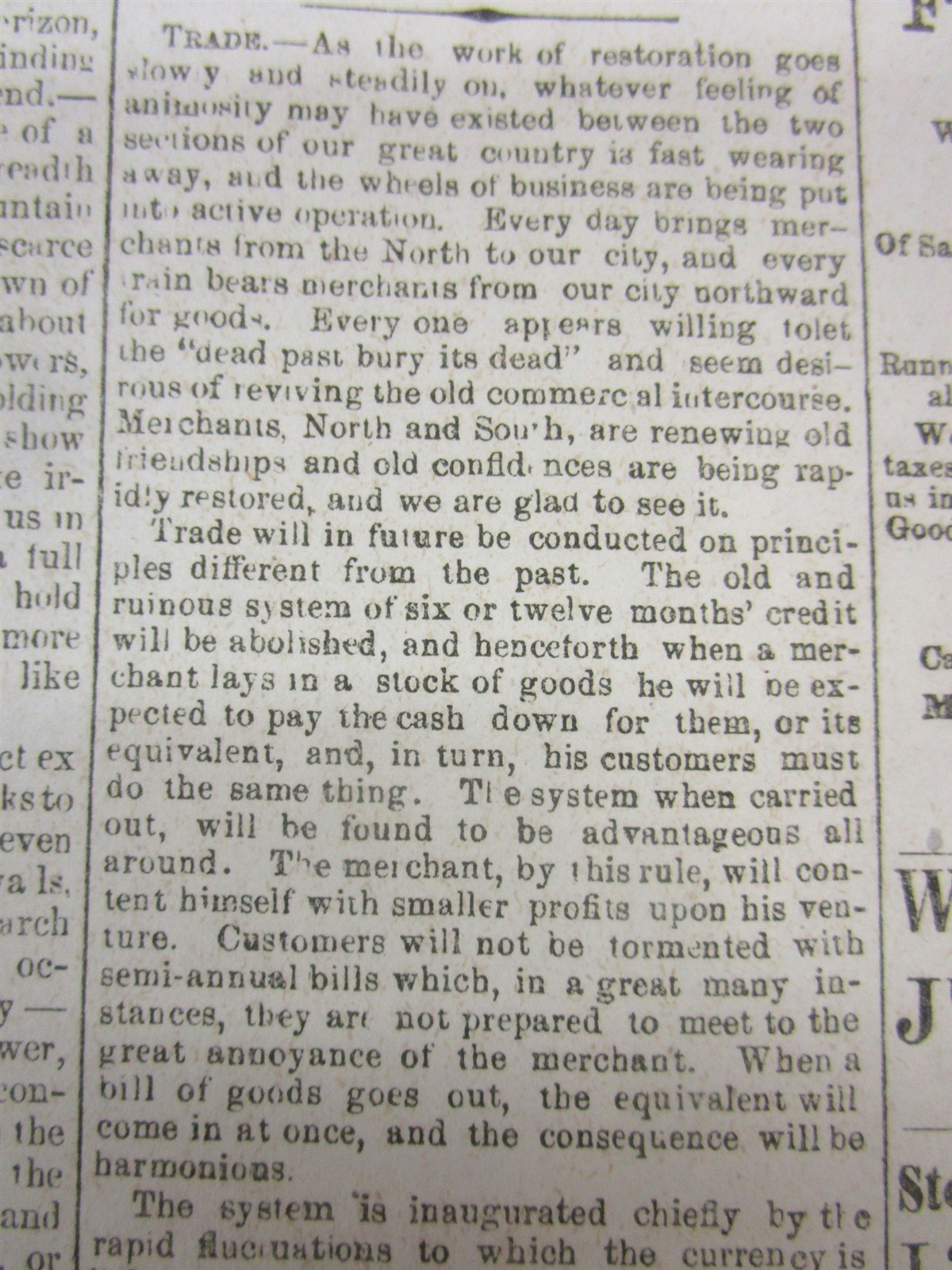 Rare 1865 Augusta GEORGIA post-Civil War Confederate newspaper BROADSIDE EXTRA