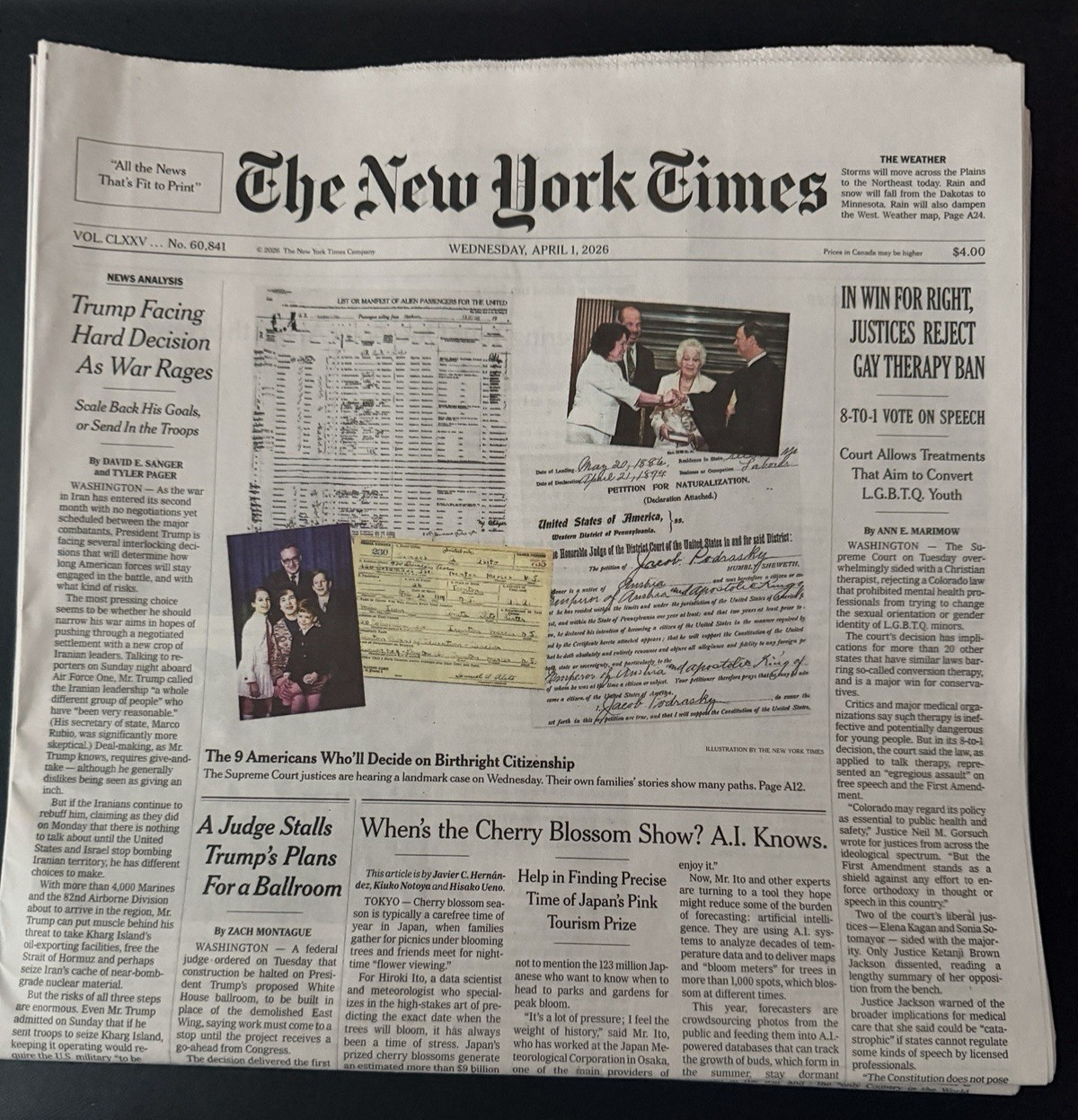 The New York Times Newspaper LOT/12 April 1 2 3 4 5 6 7 8 9 10 11 12 -2026 NEW