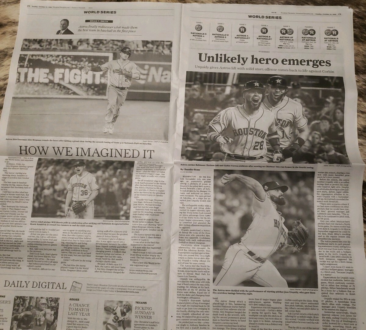 2019 World Series game 4 Houston Chronicle newspaper ASTROS NATIONALS ??