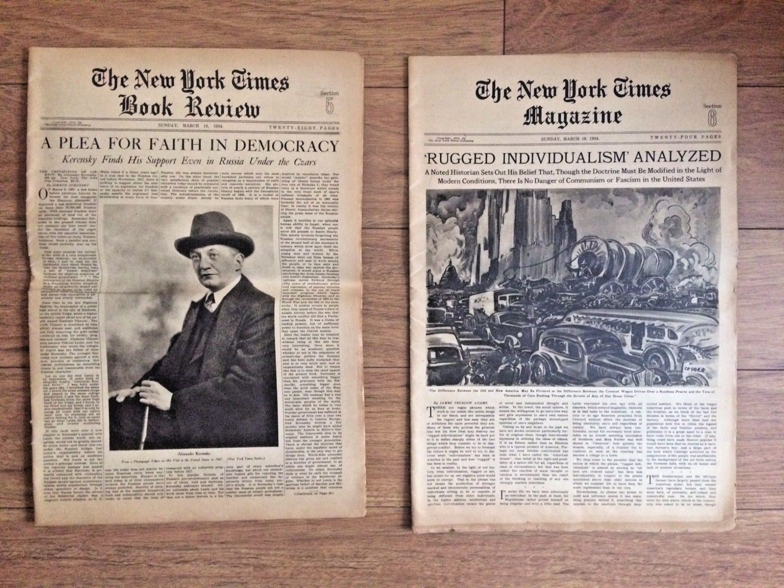 New York Times Magazine “Rugged Individualism” NY Times Book Review Plea 1934