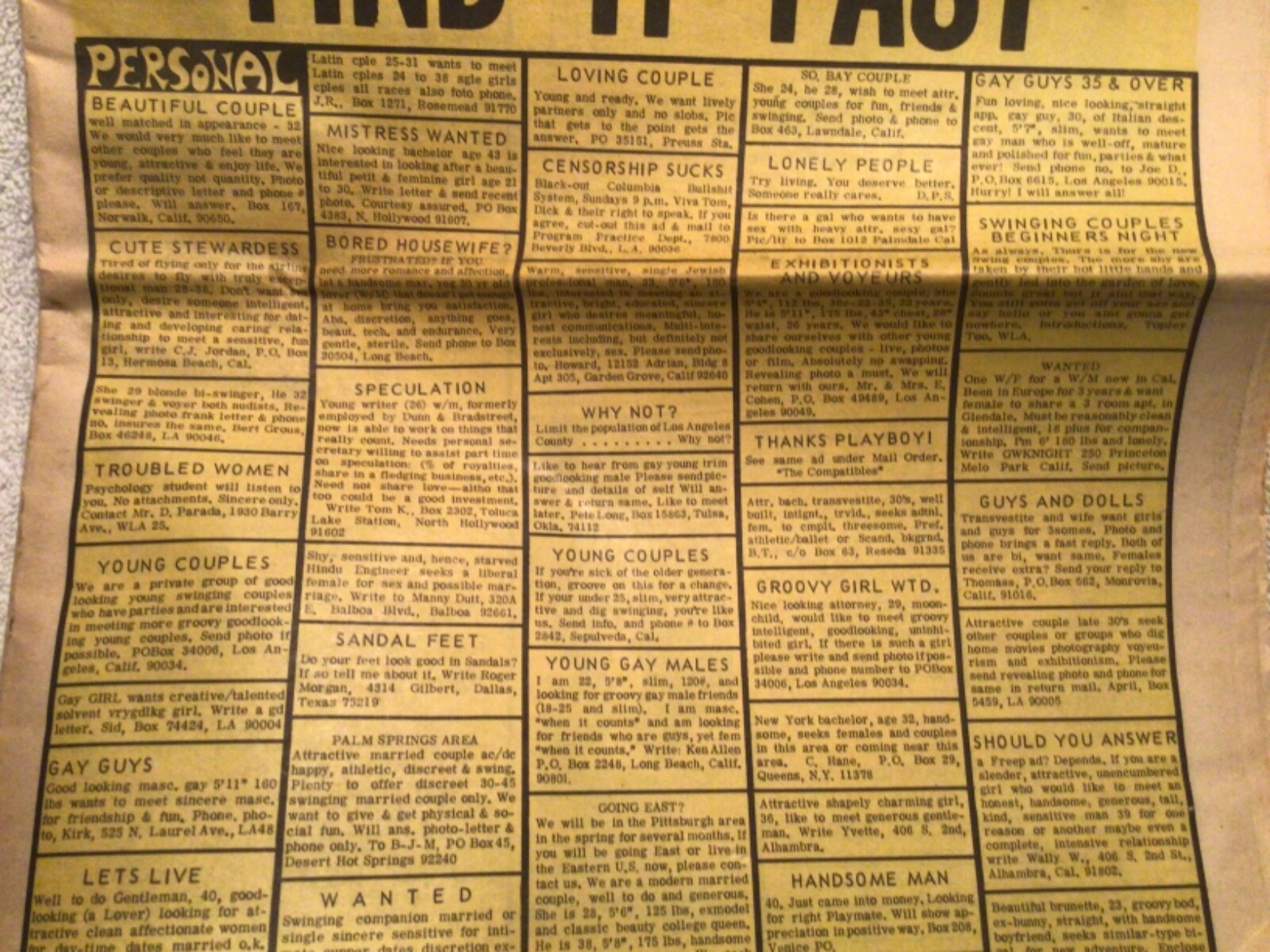Vtg. Los Angeles Free Press Underground Newspaper April 1969 Hippies Great Ads