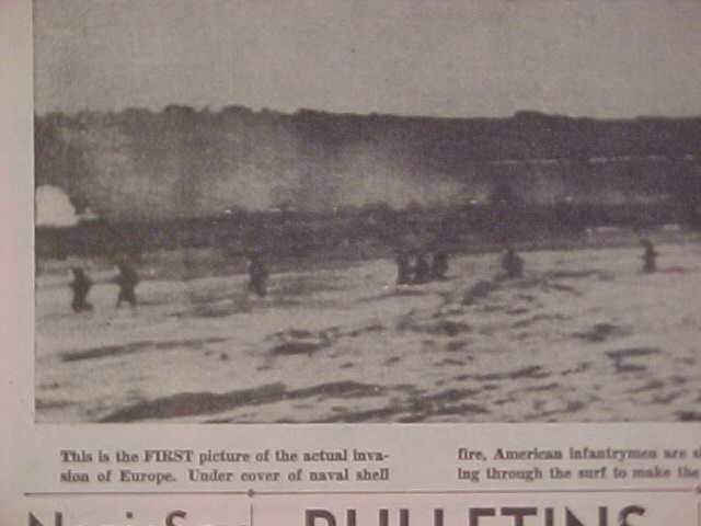 VINTAGE NEWSPAPER HEADLINES~ WORLD WAR 2 D-DAY INVASION FRANCE BEACH WWII 1944