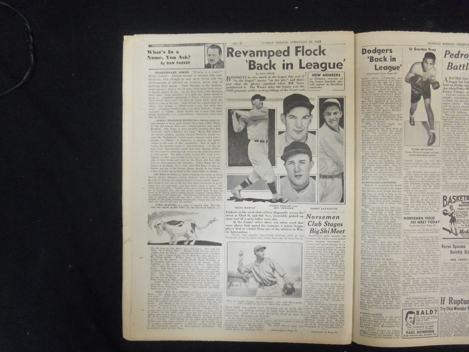 1937 FEB 21 NEW YORK SUNDAY MIRROR – FATAL PLANE CRASH LAID TO MIRAGE – NP 2318