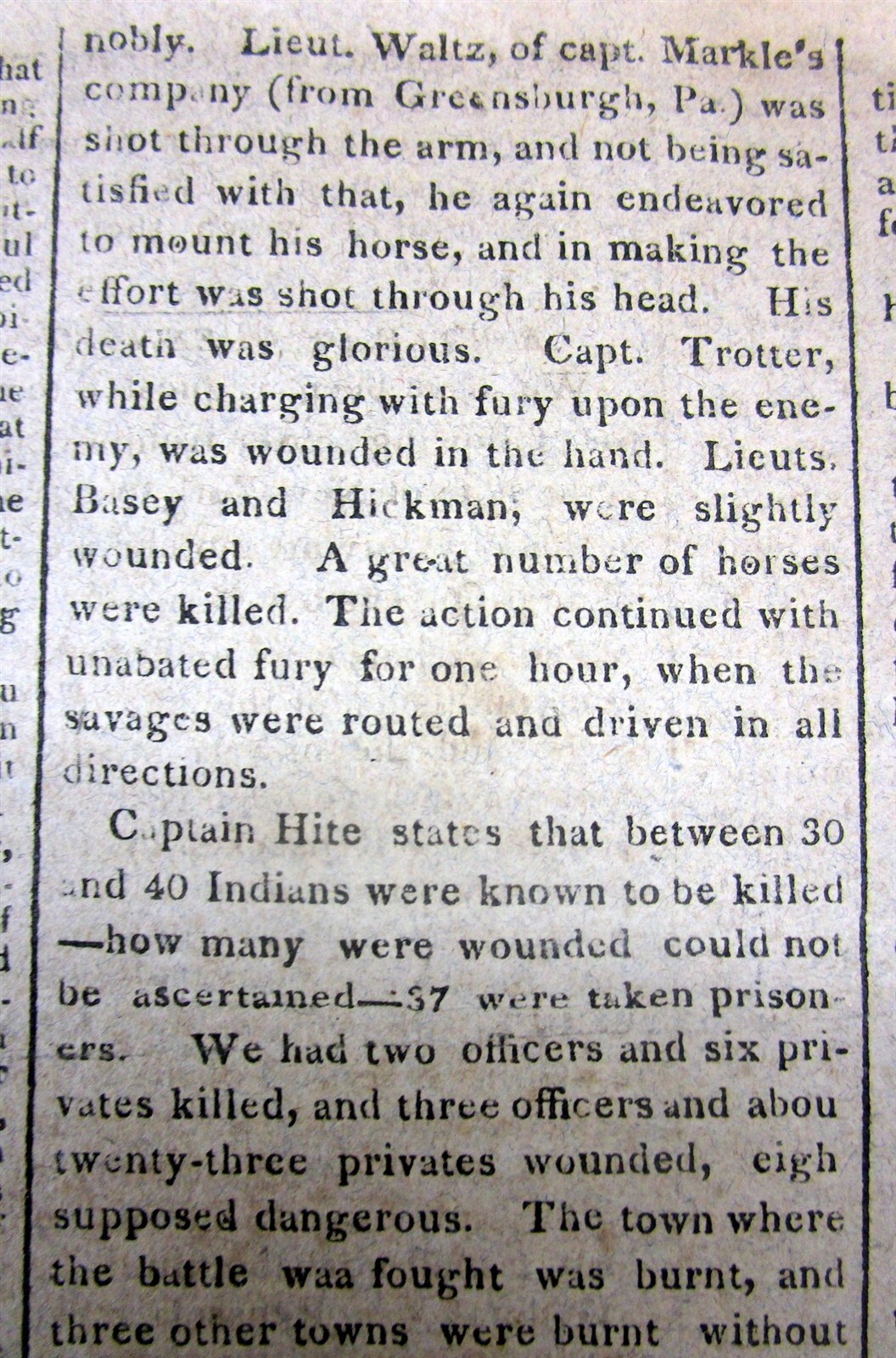2 War of 1812 newspapers BATTLE OF MISSISSINEWA Indiana NATIVE AMERICAN INDIANS