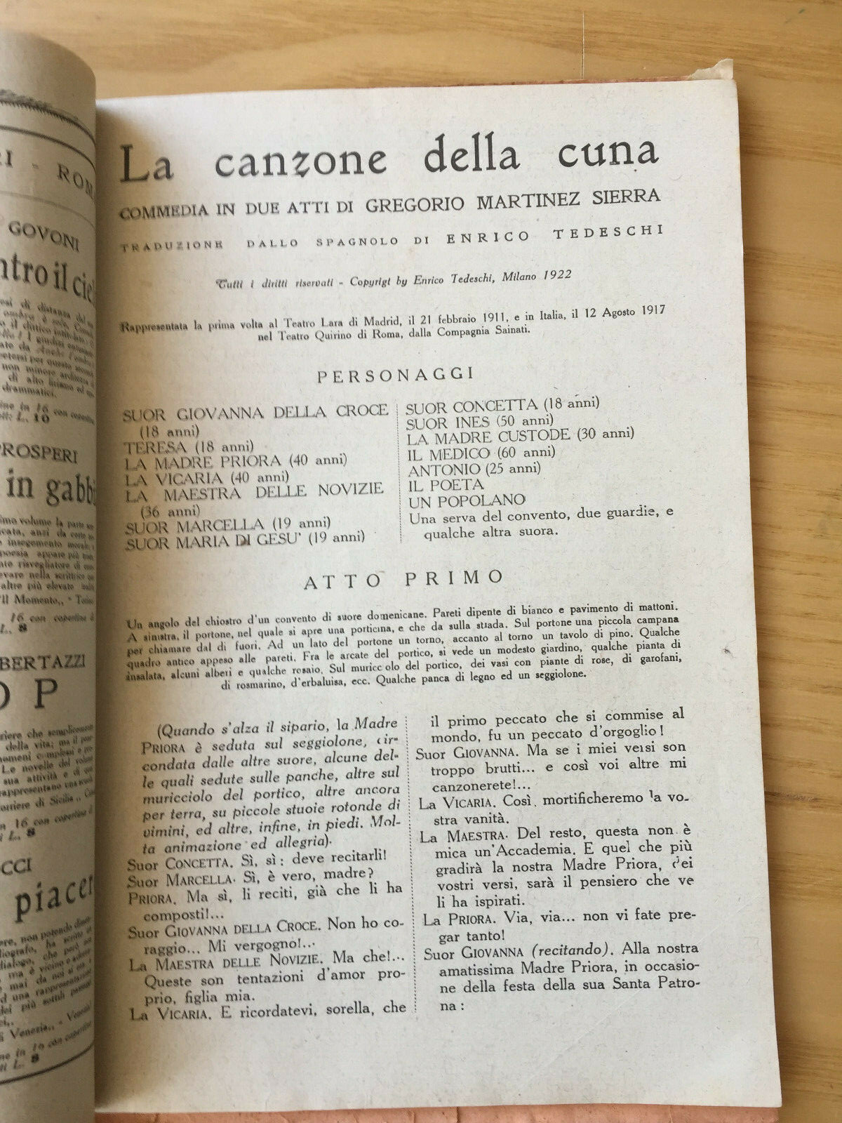 MONDADORI COMEDIA PERIODICO COMEDIA E VITA THEATRALE N° 15 1922 E. ROSTAND 2/19