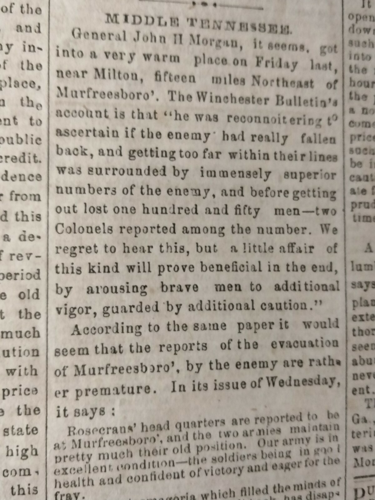 Civil War Newspapers- RARE CONFEDERATE- NAVAL ATTACK ON PORT HUDSON, FORREST