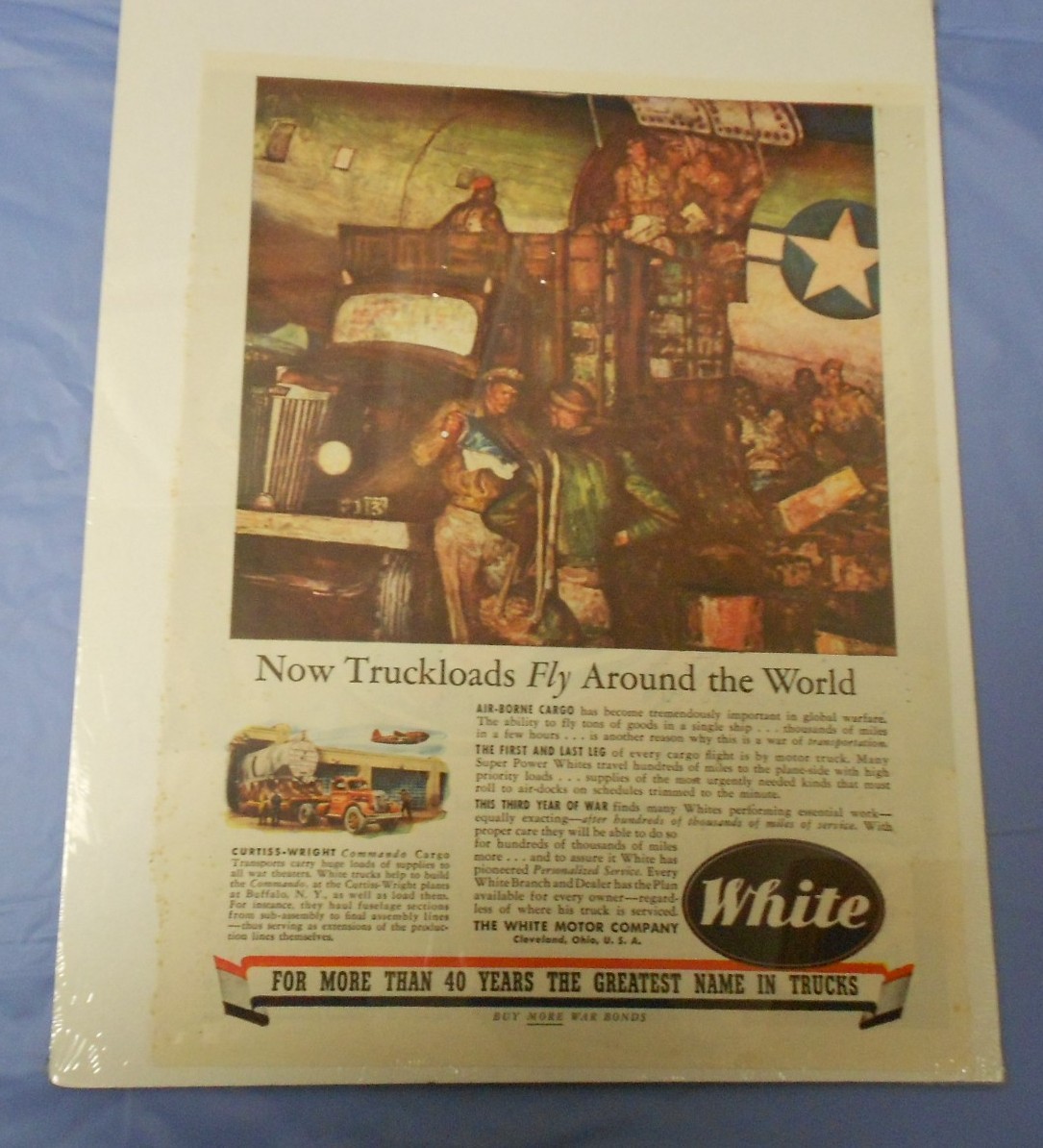1940’s WW 2 II WHITE Trucks SOLDIERS War Ad Full Page Color