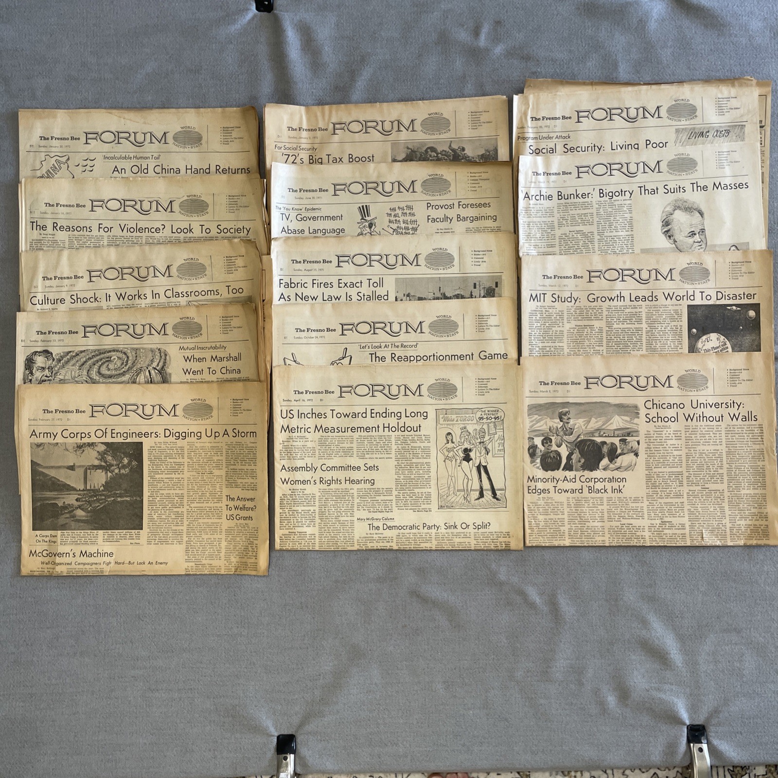 Vintage Newspaper Forum 1971-1972 Lot Of 14 China Army Big Tax Boost Nixon