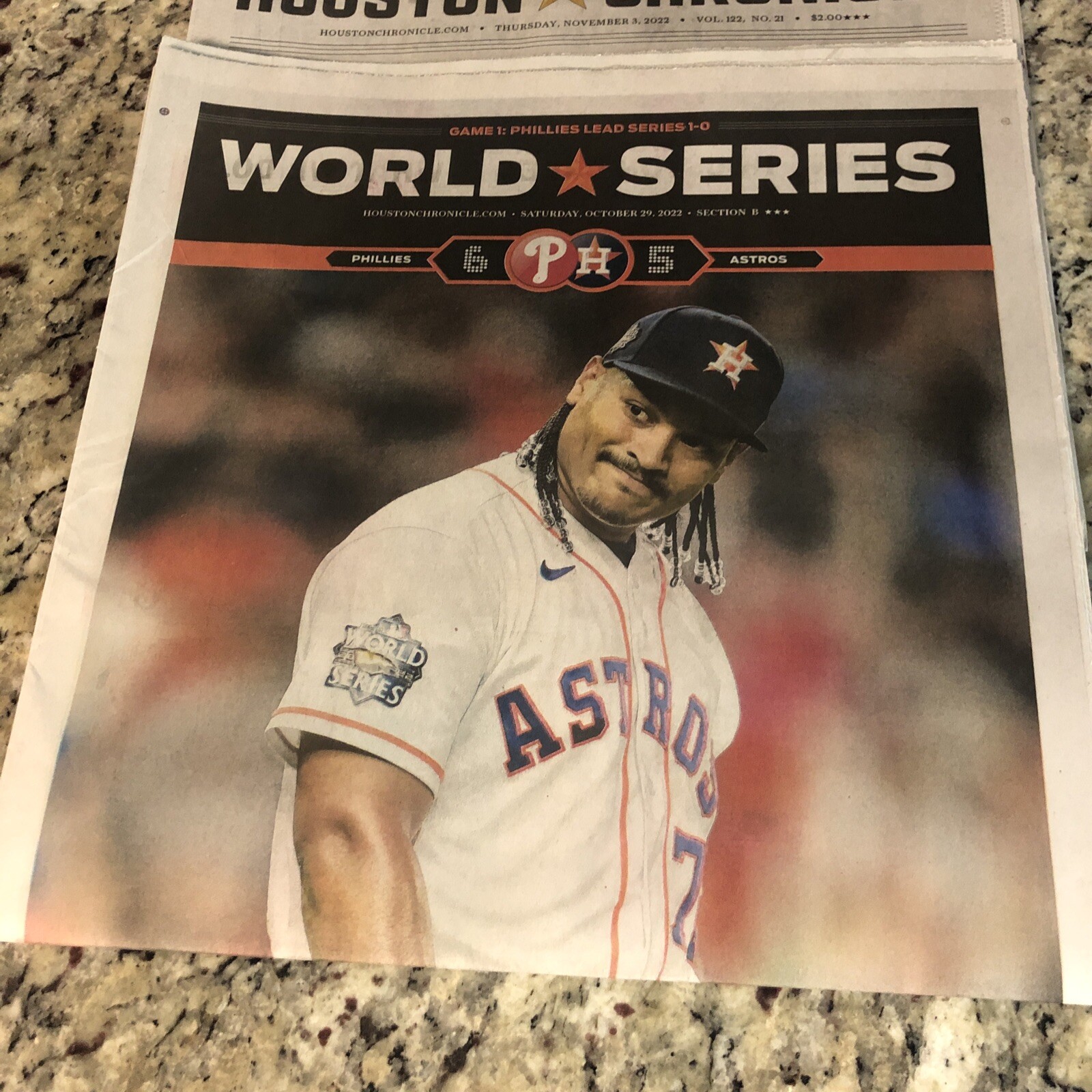 Astros 2022 World Series Houston Chronicle Lot 10/28 to 11/8