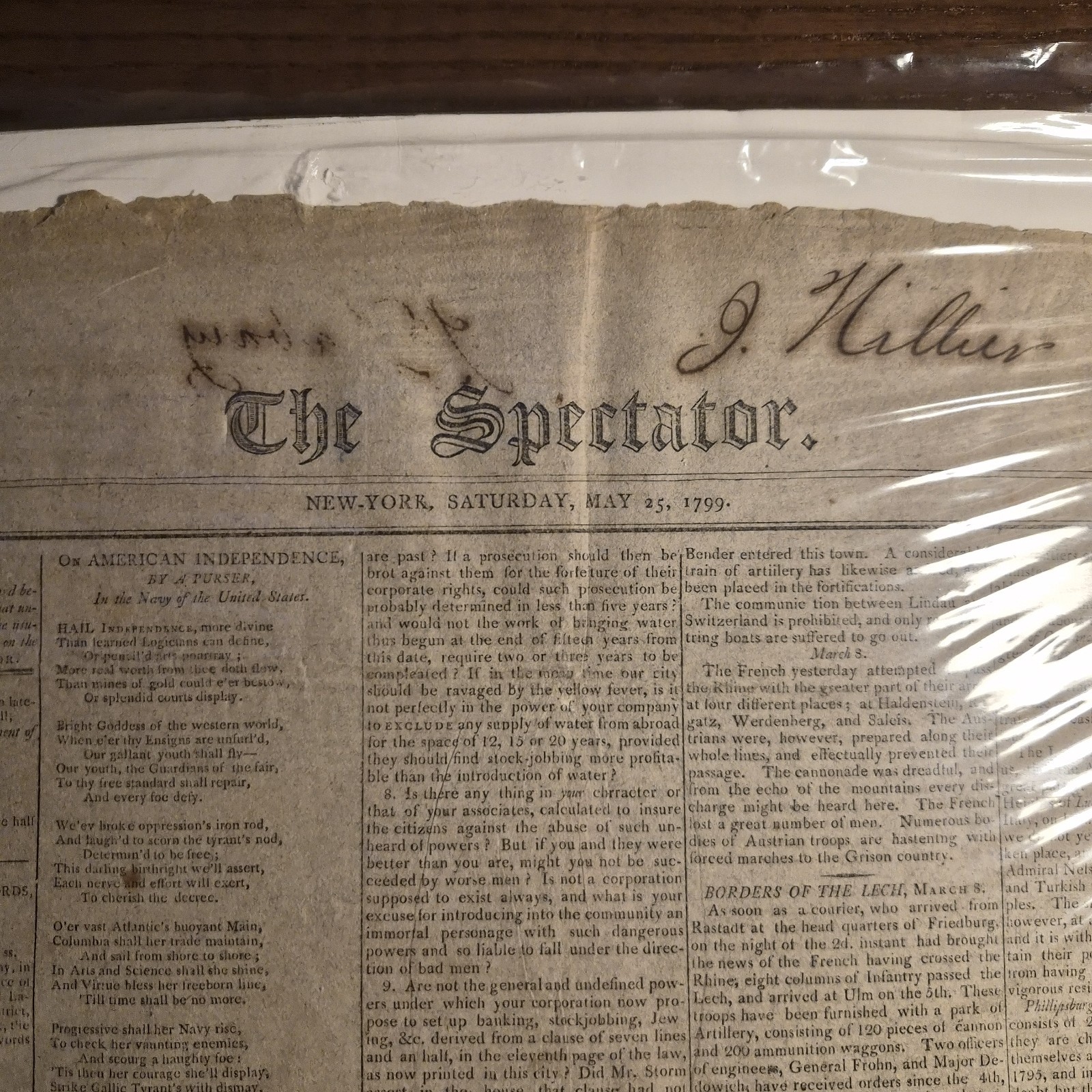 The Spectator Vol. II/2 Number 174 New York, Saturday May 25 1799 Newspaper