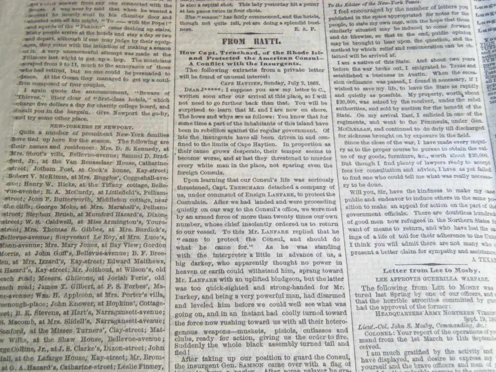 1865 JULY 29 NEW YORK TIMES NEWSPAPER – TENNESSEE UNDER MARTIAL LAW – NP 3992
