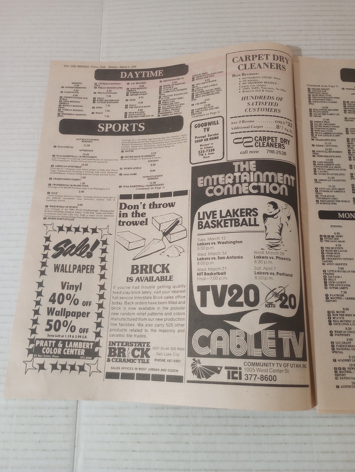The Daily Herald TV Weekly March 5 1979 Stockard Channing ZCMI Ad Provo Utah UT