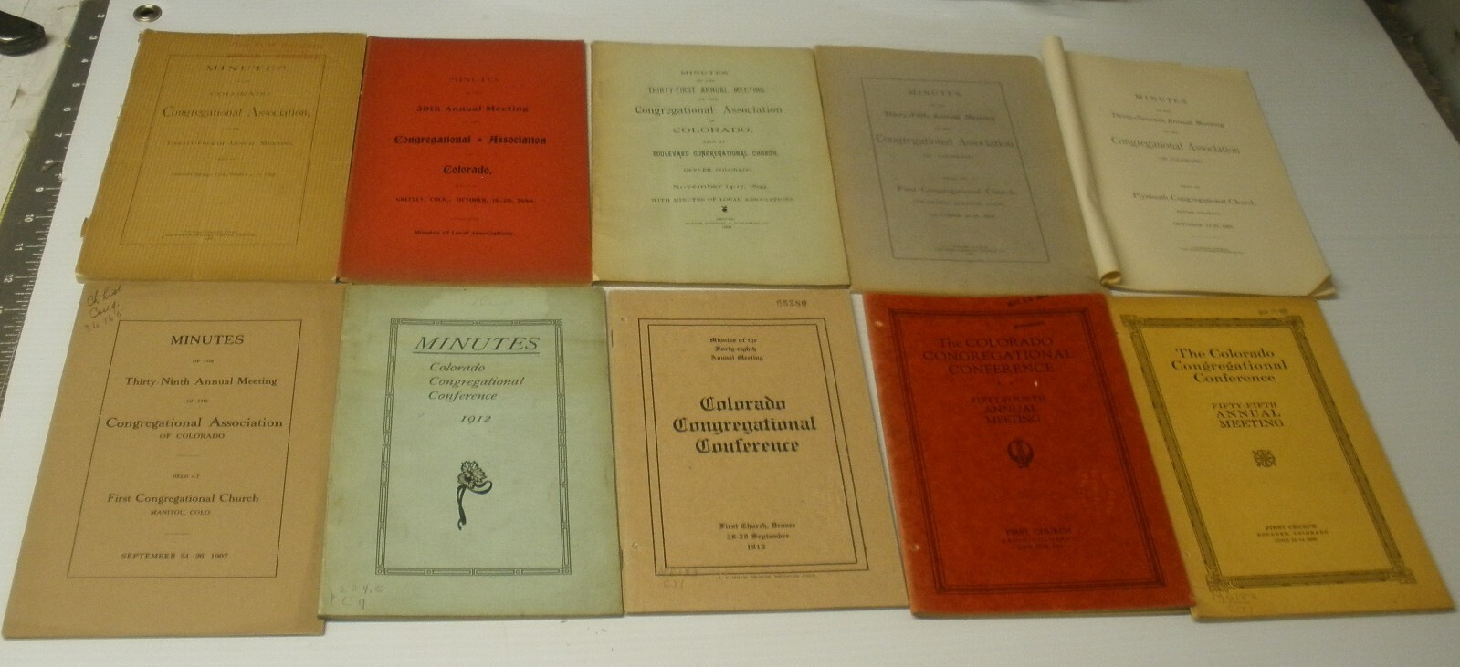 10 issues Minutes Colorado Congregational Association / Minutes 1892-1923