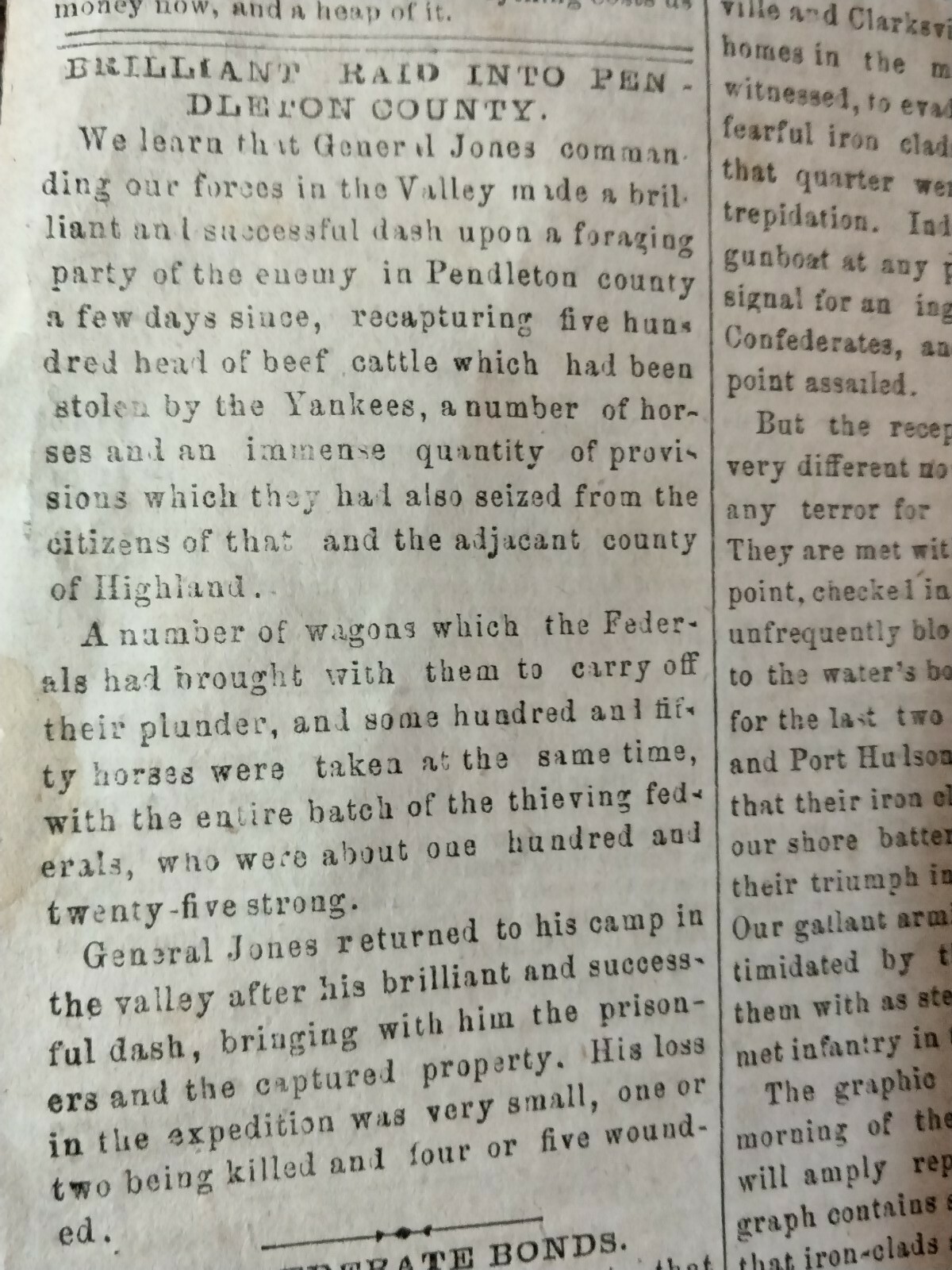 Civil War Newspapers- RARE CONFEDERATE- NAVAL ATTACK ON PORT HUDSON, FORREST