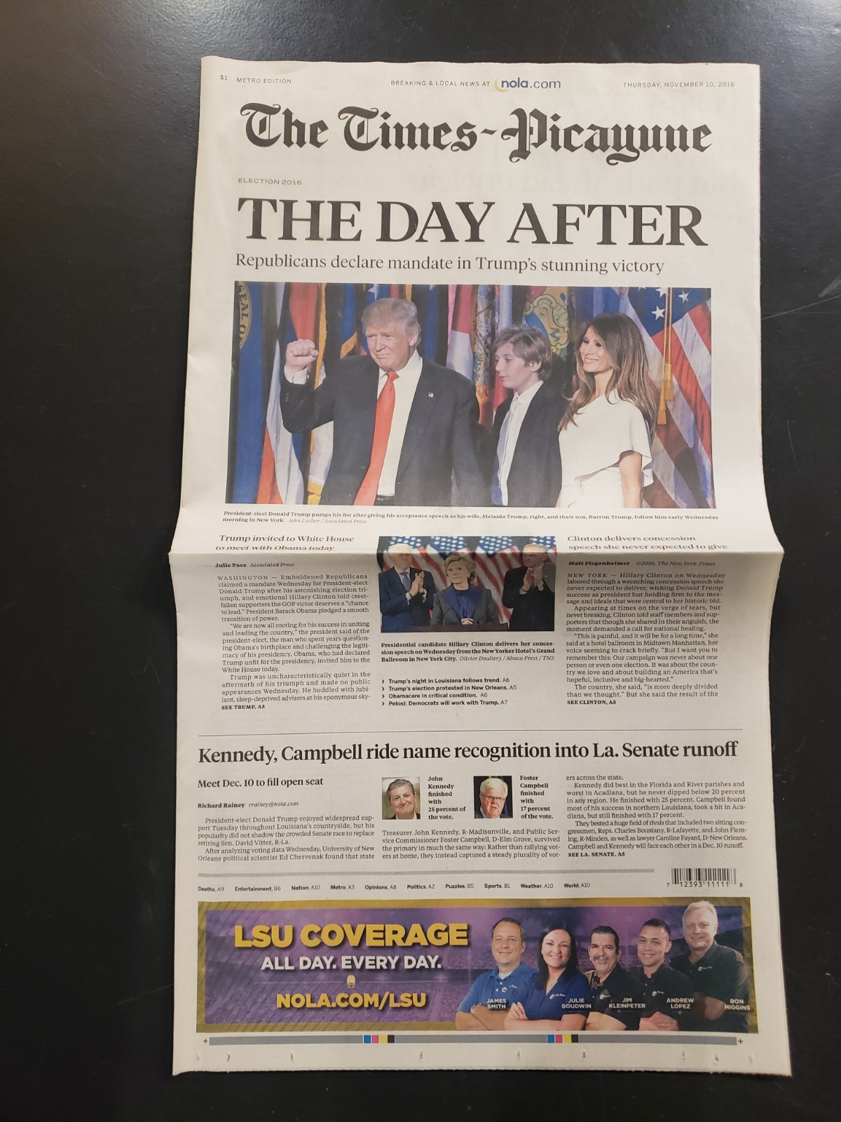 2016 Times Picayune Newspaper Trump Wins Presidential Election The Day After