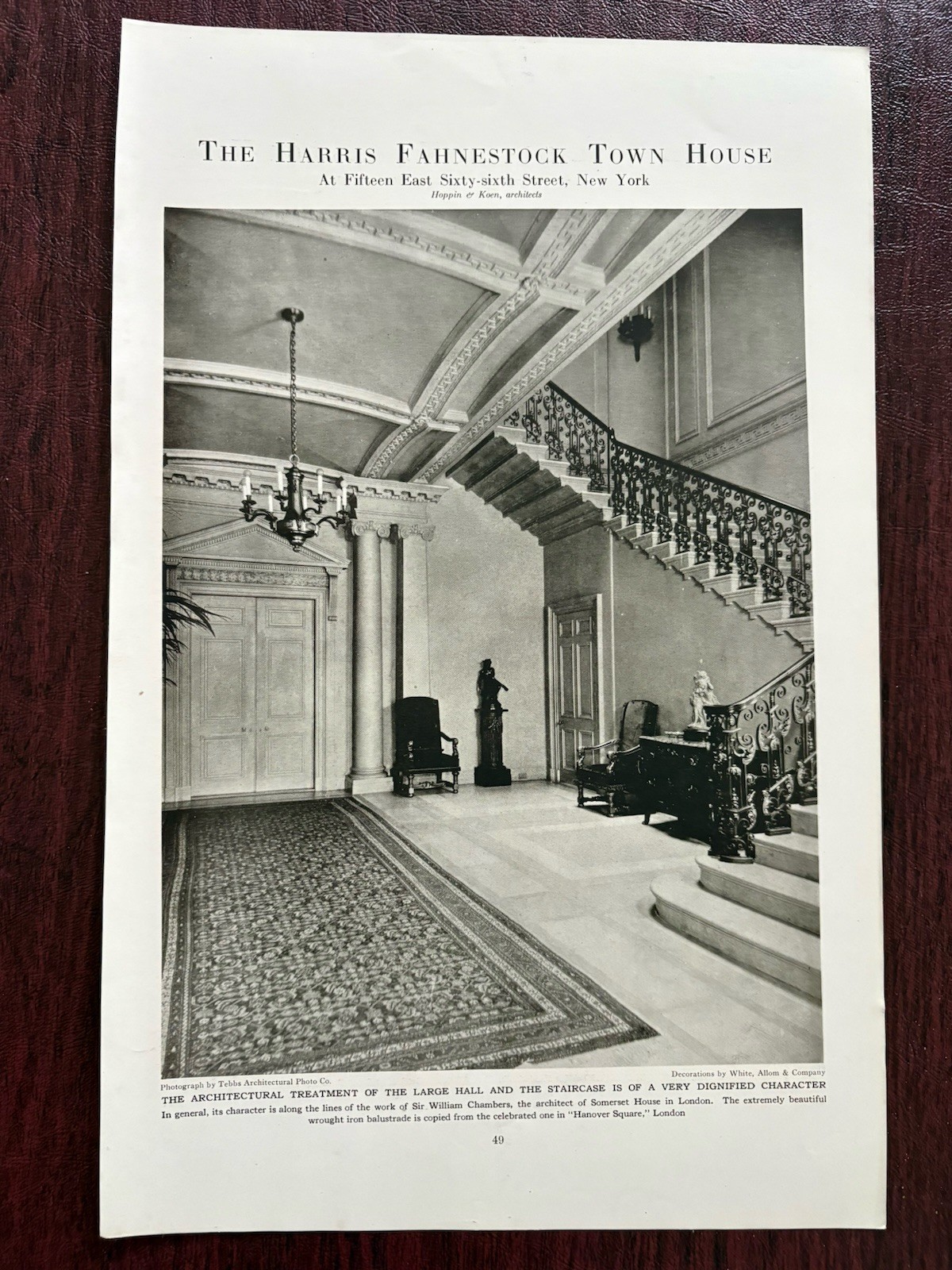Harris Fahnestock Town House 15 E 66th St New York City Vtg Article Photos 1923