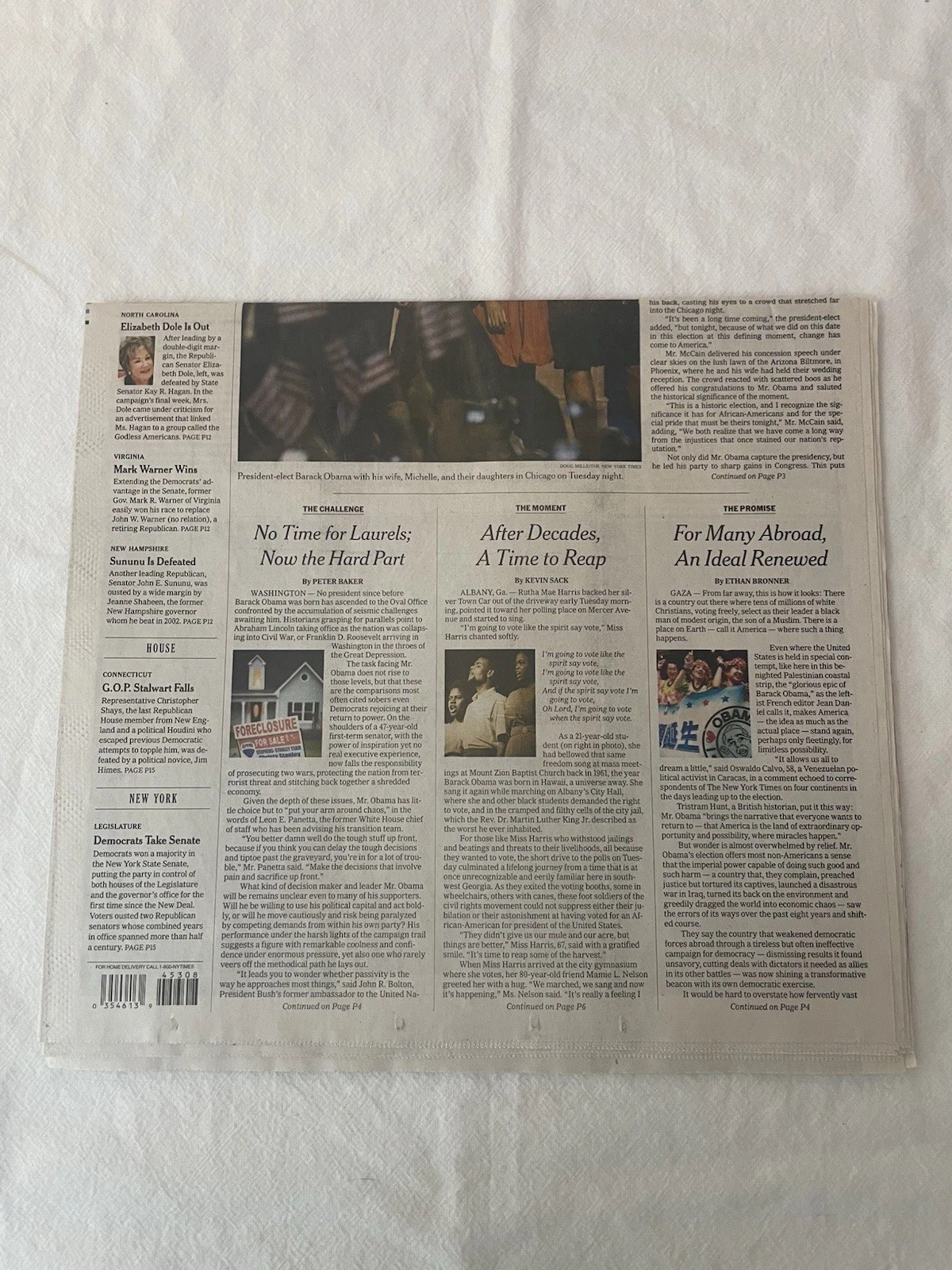 2008 New York Times Obama Rare Commemorative Edition Newsprint Set of 2 Superb!!