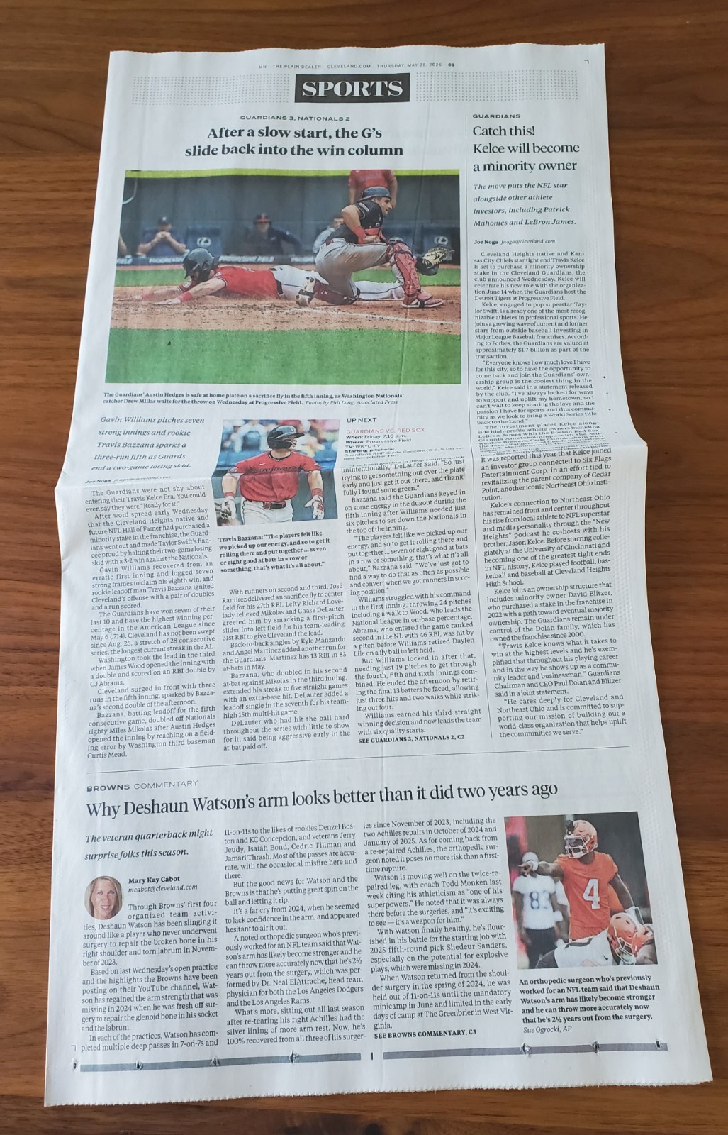 Taylor Swift Travis Kelce Buy Cleveland Guardians Plain Dealer May 28 2026 NEW