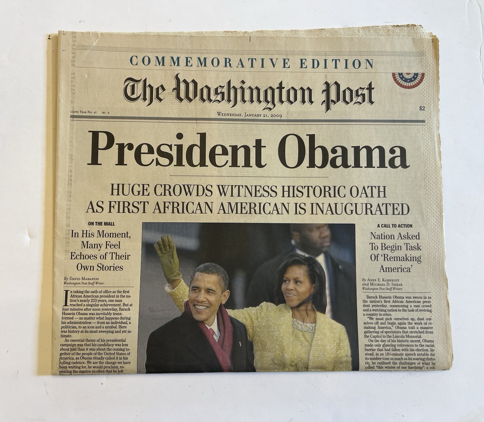 Washington Post Commemorative Edition President Obama January 21, 2009 Newspaper