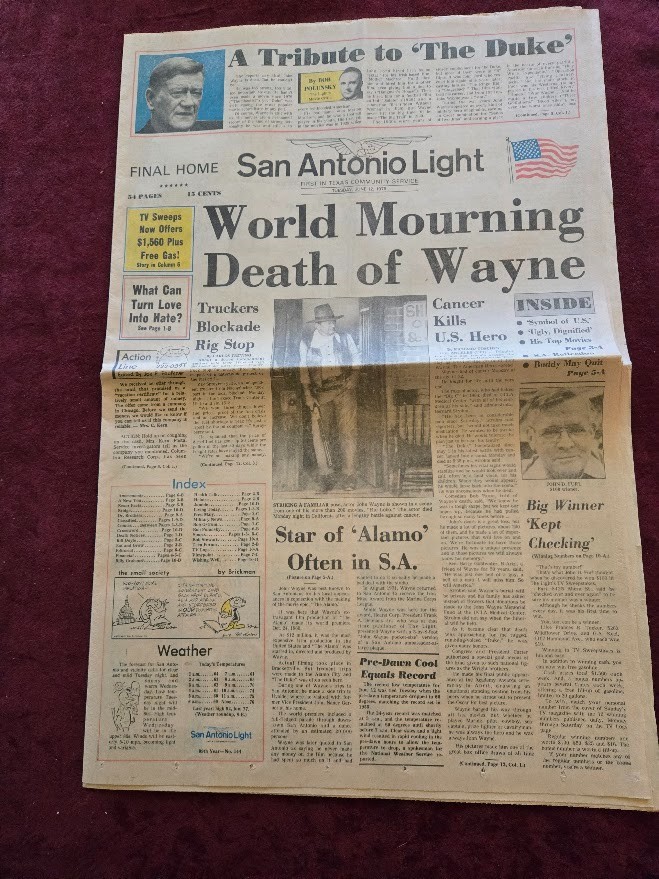 Vtg San Antonio Light Newspaper Lot~1969 Eisenhower~1972 Truman~73 LBJ~ 79 Wayne
