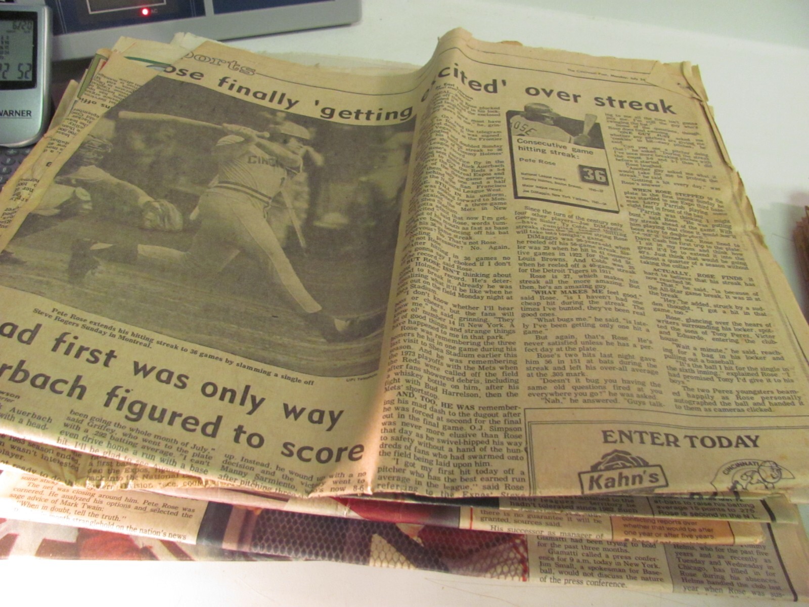 Pete Rose Newspaper Lot 1980s-1990s – Cincinnati Reds, Cincinnati Enquirer