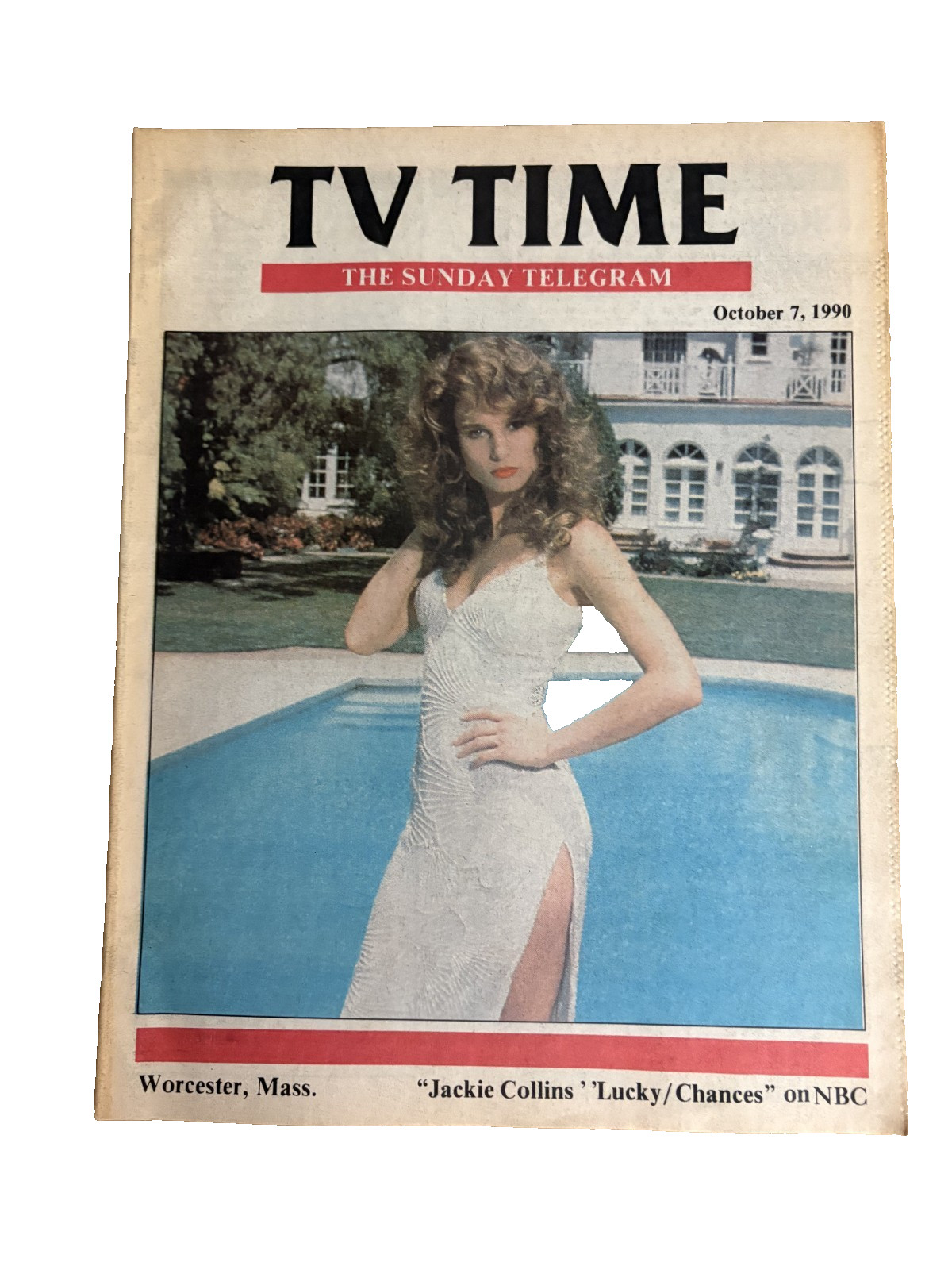 Sunday Telegram TV Time – Worcester MA, Jackie Collins Lucky/Chances Oct 7, 1990