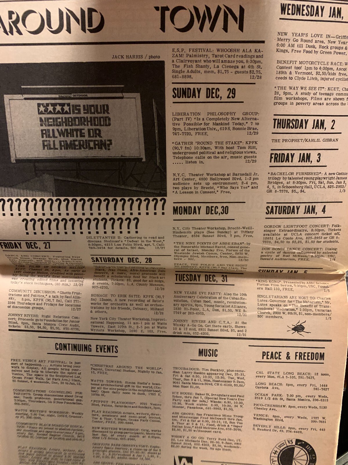 LOS ANGELES FREE PRESS ISSUE #52 DEC 28th – JAN 3rd 1969 VINTAGE NEWSPAPER NOS