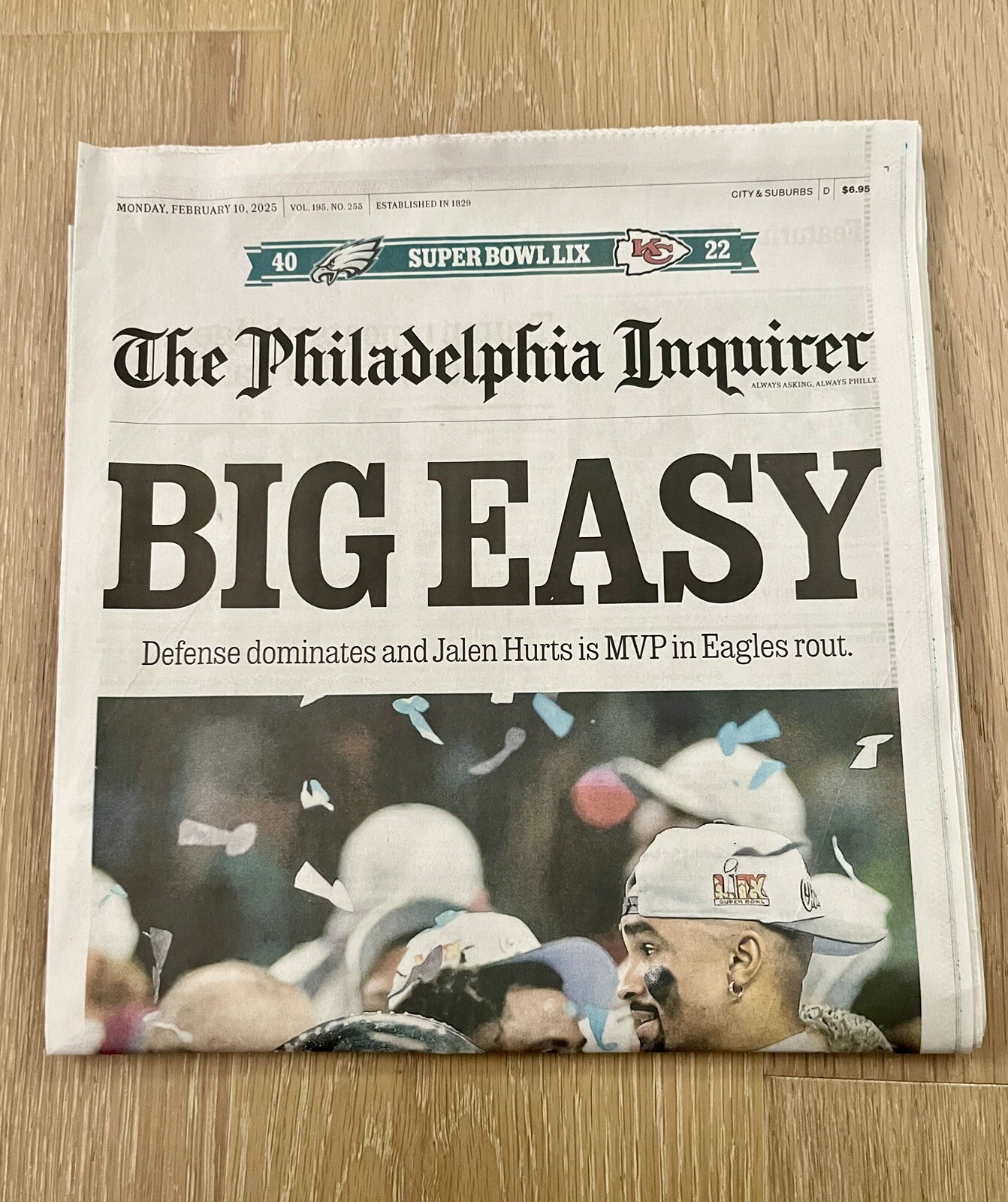 PHILADELPHIA EAGLES Philadelphia Inquirer Feb 10 Newspaper 2025 SUPER BOWL WIN