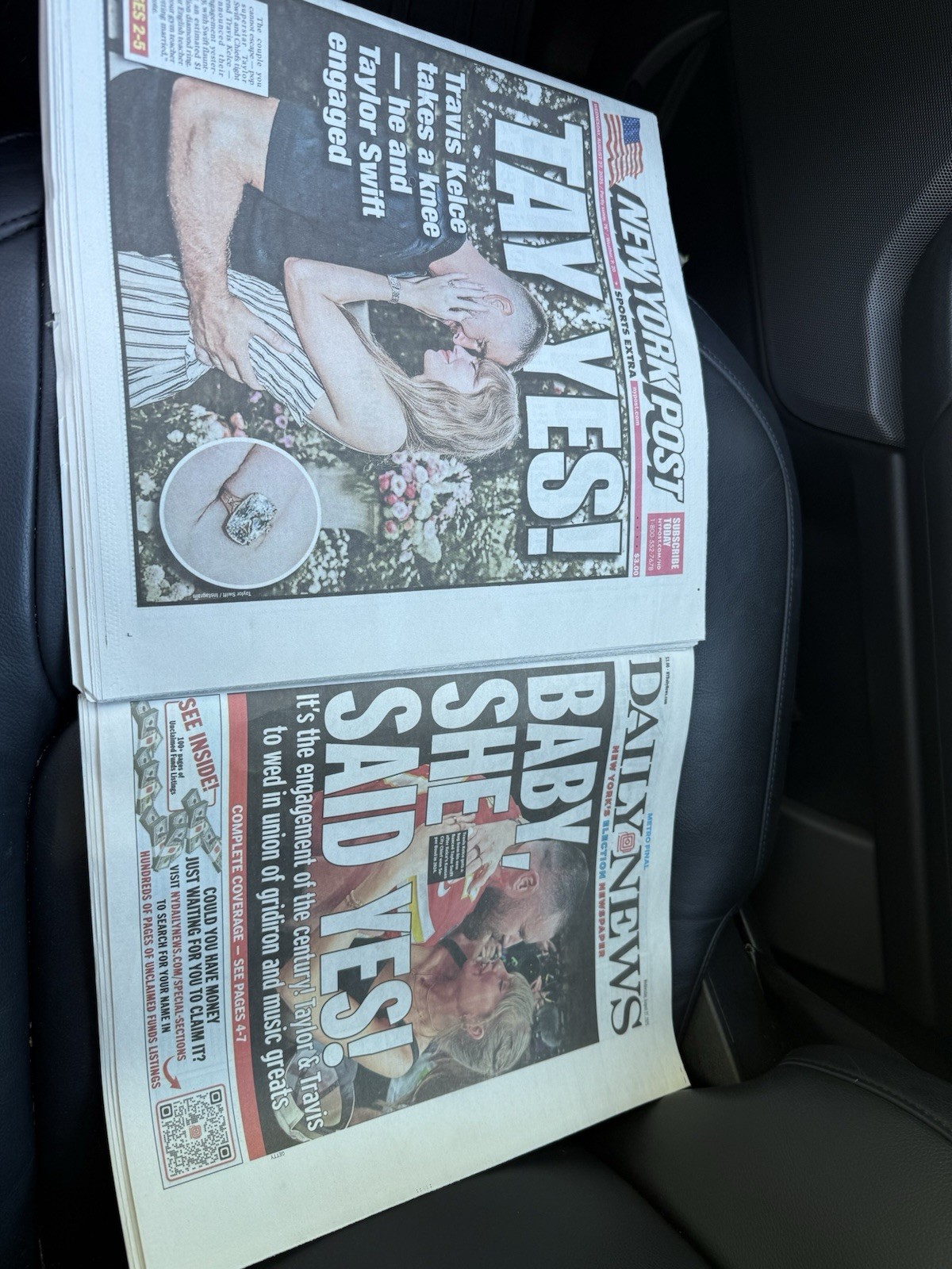 2 Newspaper NY POST AND DAILY NEWS TRAVIS KELCE AND TAYLOR SWIFT ENGAGED! Aug 27