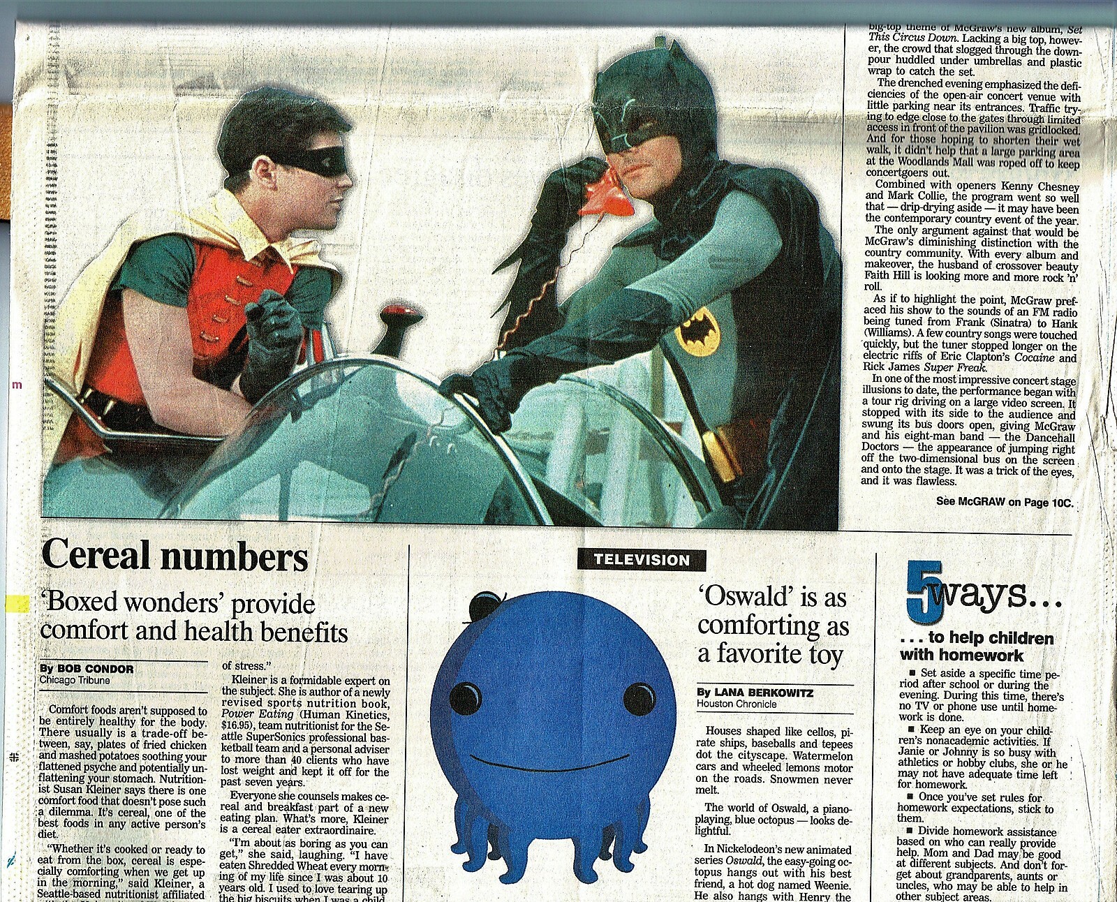 Batman, Adam West, Caesar Romero, Burgess Meredith, Houston Chronicle 8/20/2001