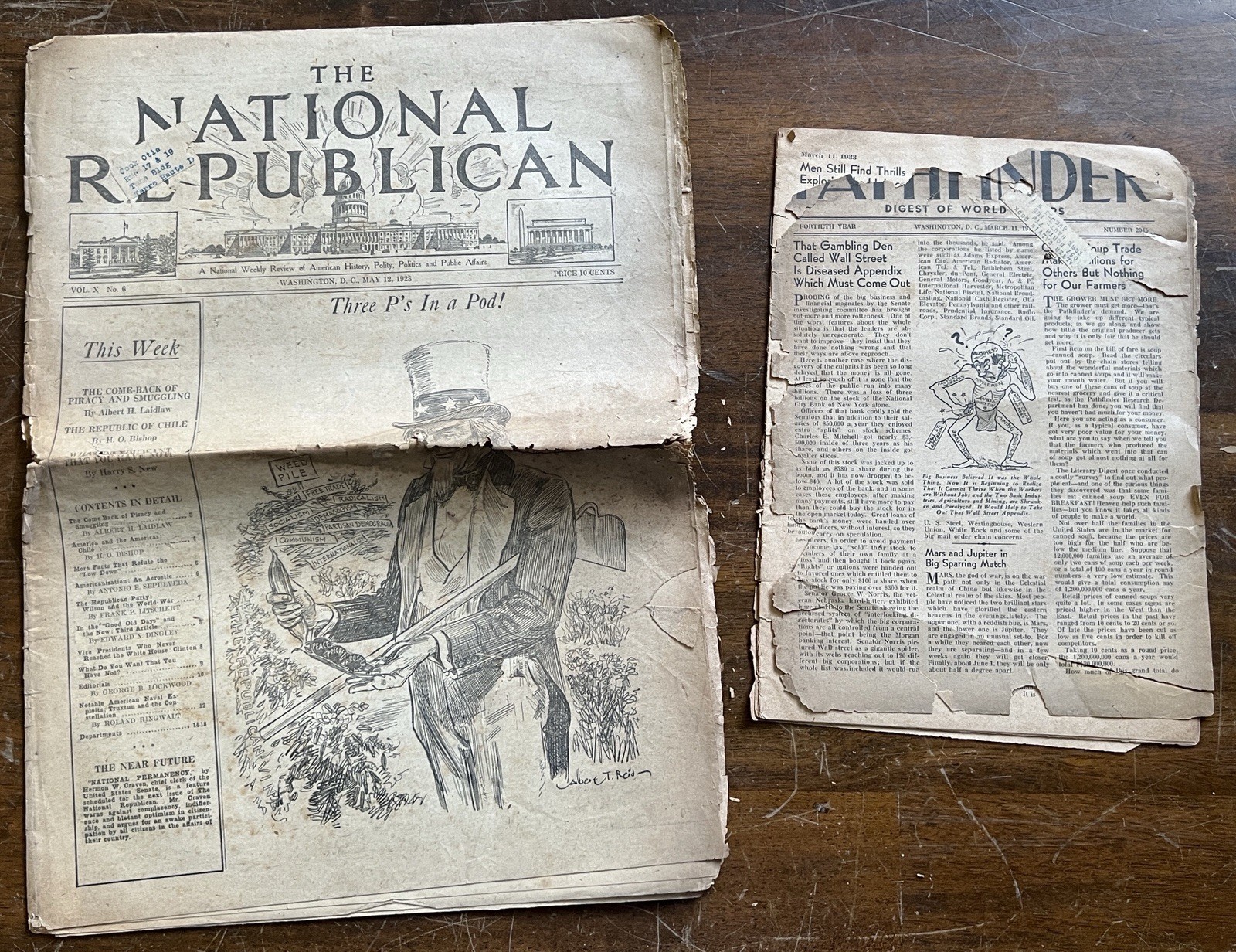 The National Republican Newspaper May 12 1923 & Pathfinder 1933 Washington Lot