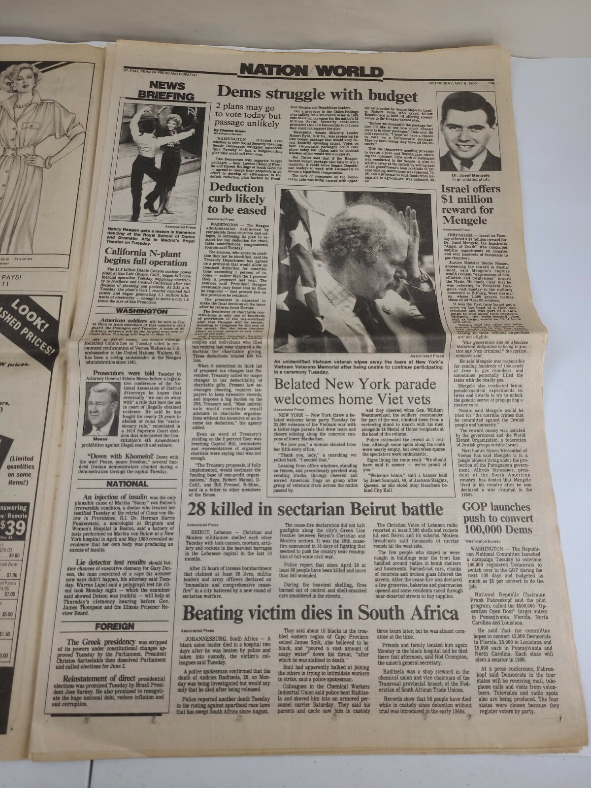 Saint Paul Minnesota Pioneer Press Newspaper Wisconsin Section A Only May 8 1985