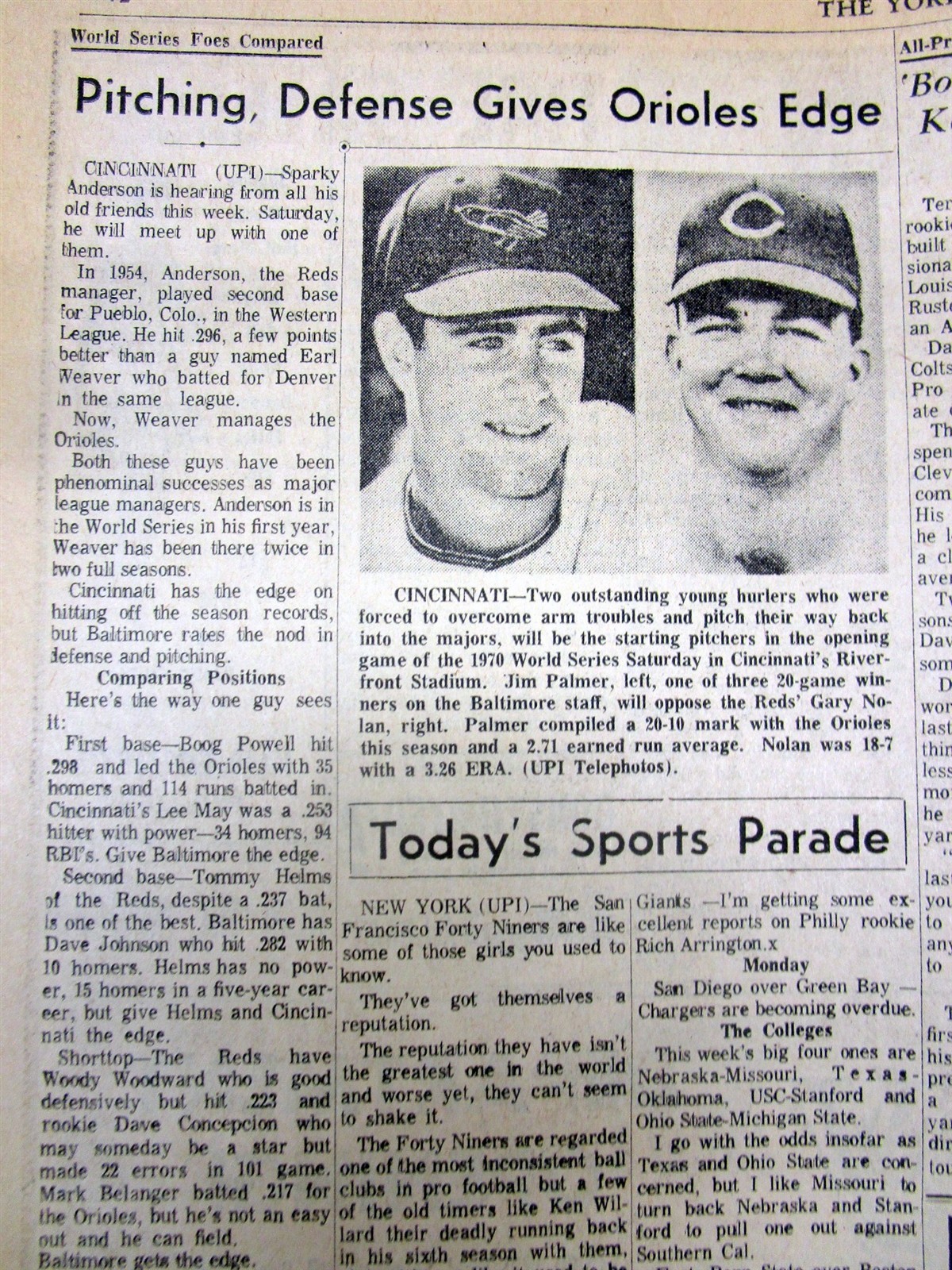 8 1970 newspapers BALTIMORE ORIOLES win baseball WORLD SERIES vs Cincinnati Reds
