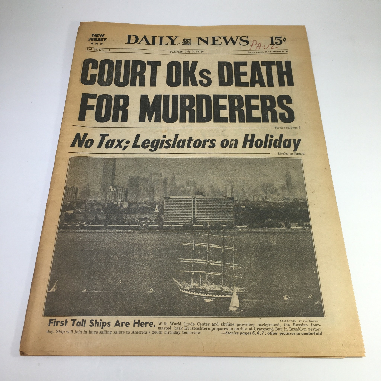 NY Daily News july 3 1976 Death For MurderersLegislators On Holiday