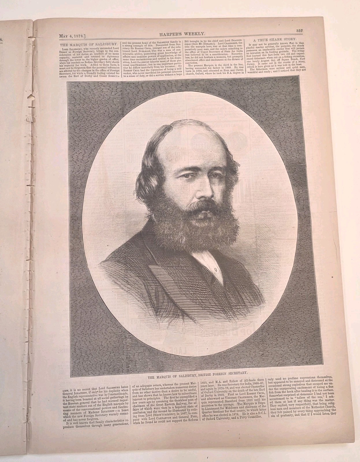 Harpers Weekly May 4, 1878 Full Magazine **Thomas Nast Bears Income Tax Measure*
