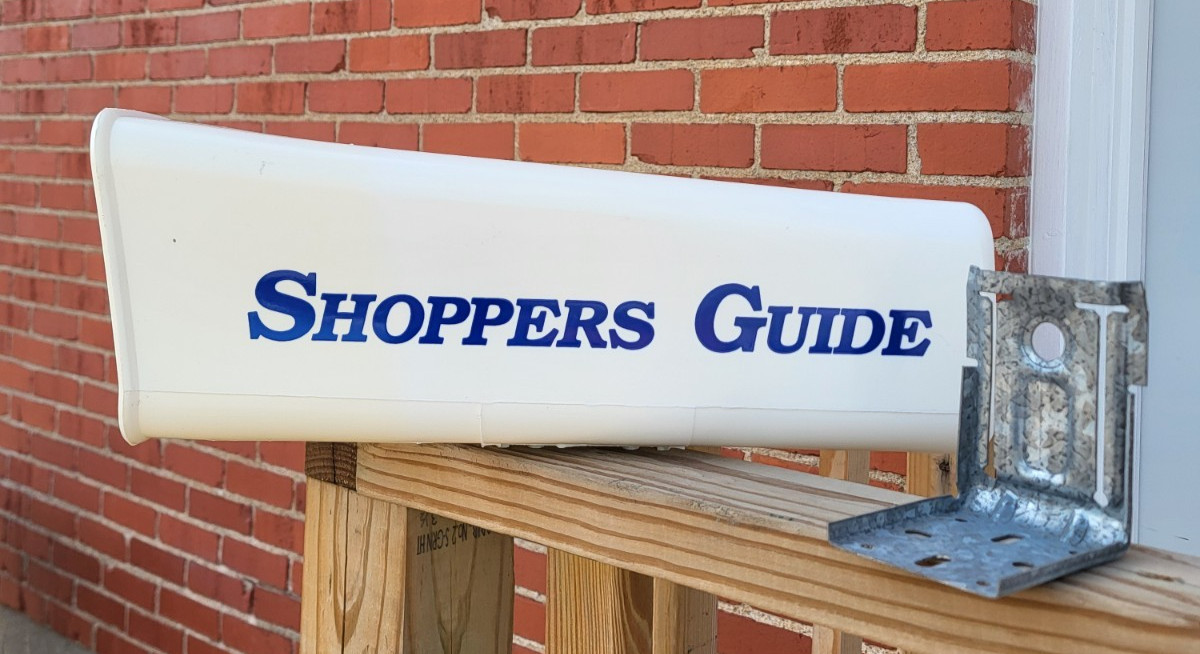 Vintage White Shoppers Guide newspaper plastic tube with bracket USA NOS