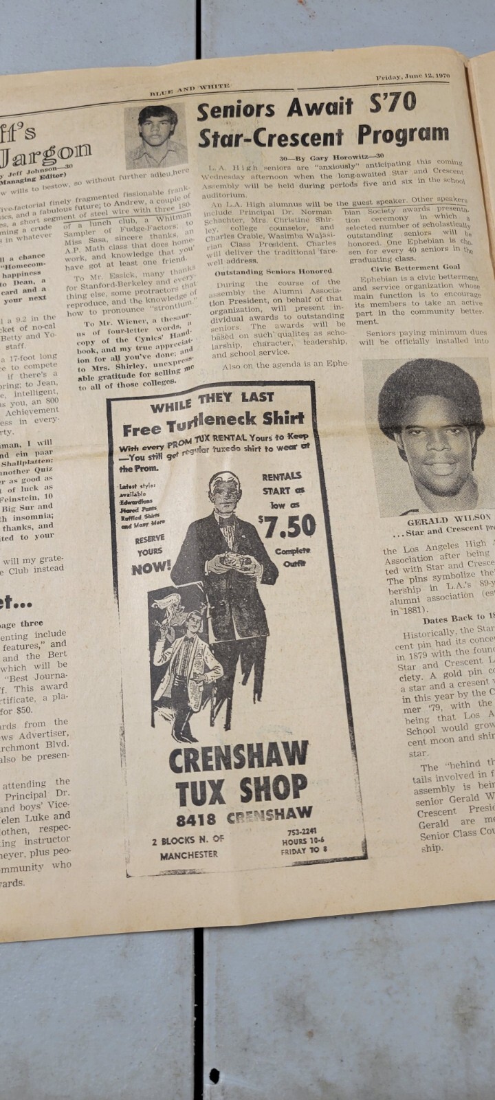 Vintage Rare 1970 LA High School Americana Wassimba Wajasiris Black Newspaper