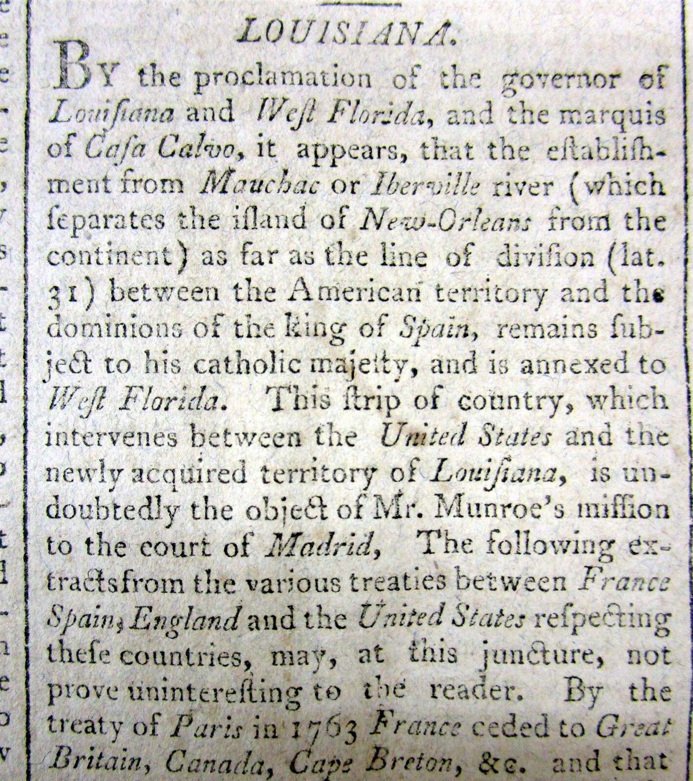 2 1803 newspapers w early reports of THE LOUISIANA PURCHASE by Thomas Jefferson