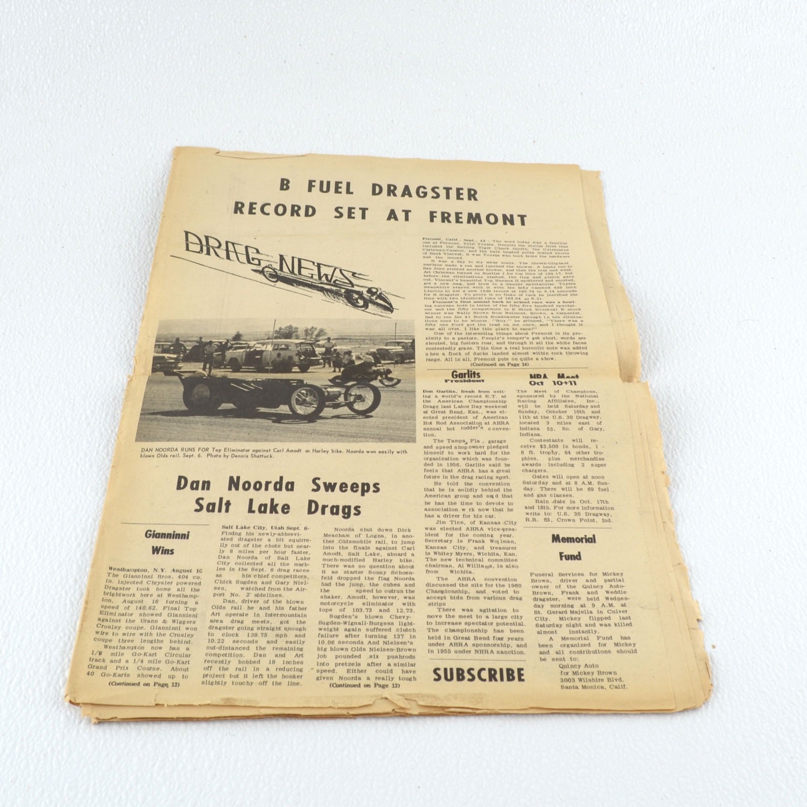 Drag News Sept 19 1959 Vol 5 No 25 125 MPH NHRA Drag Racing Newspaper