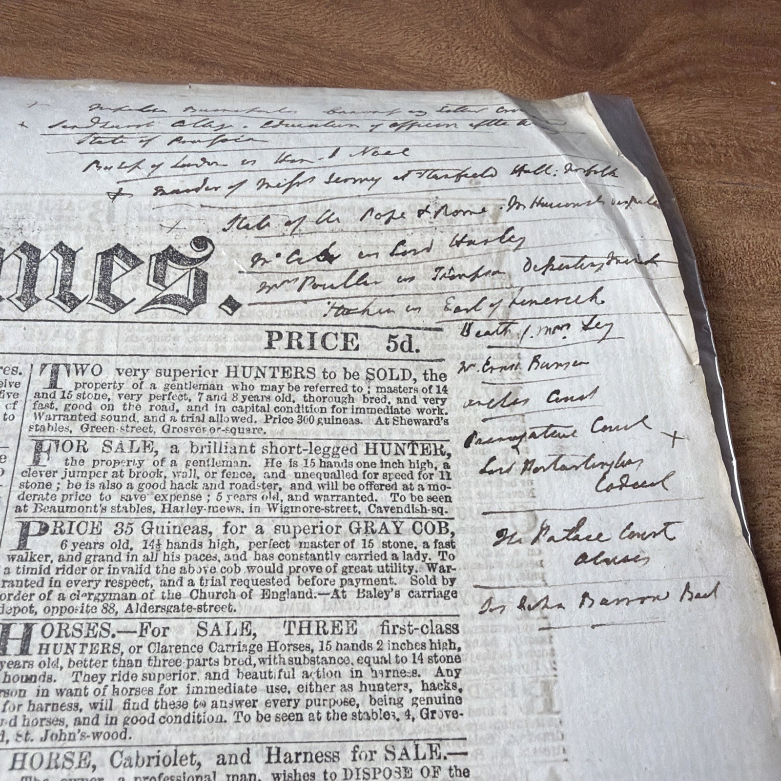 December 1 1848 THE LONDON TIMES Antique Early Victorian ORIGINAL Newspaper