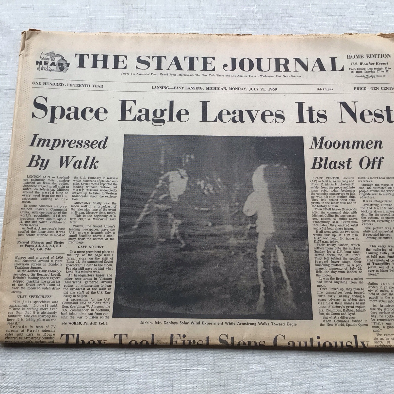 The State Journal Monday, July 21, 1969 Space Eagle Leaves It’s Nest