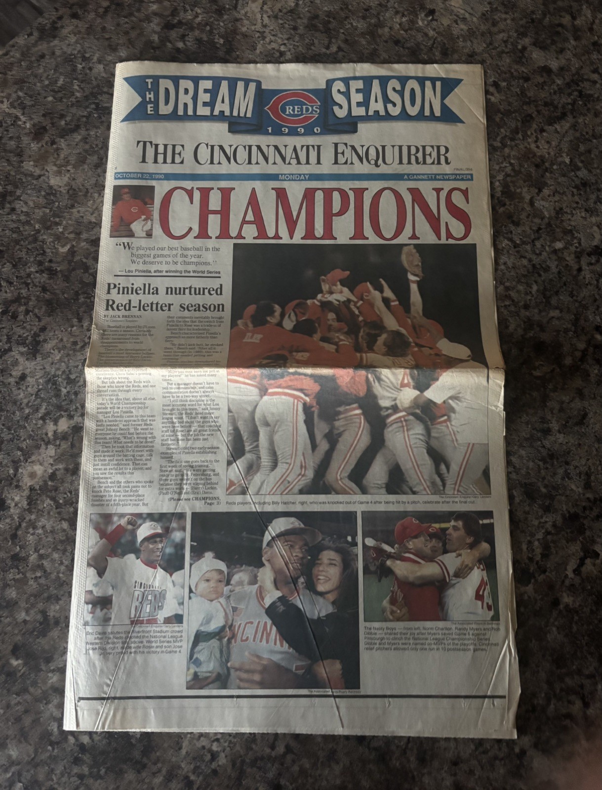 1990 Cincinnati Reds World Series Championship Newspapers Enquirer Sweep Champs