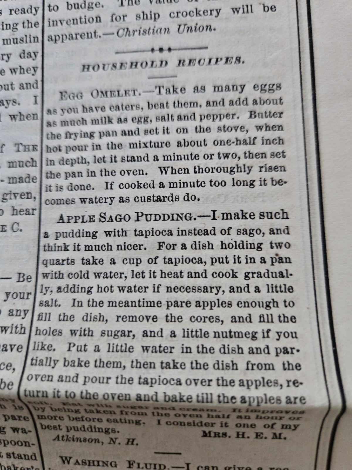 The Household Newspaper Brattleboro VT Nov 1879 Recipes Poetry Advice Products