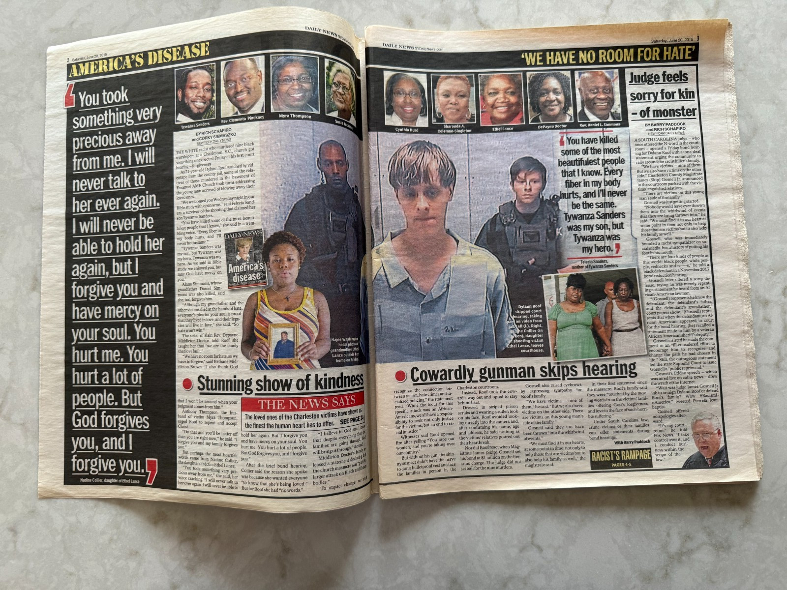 New York Daily News newspaper, pages 1-26, 39-64, June 20, 2015 A-Rod 3000 hits