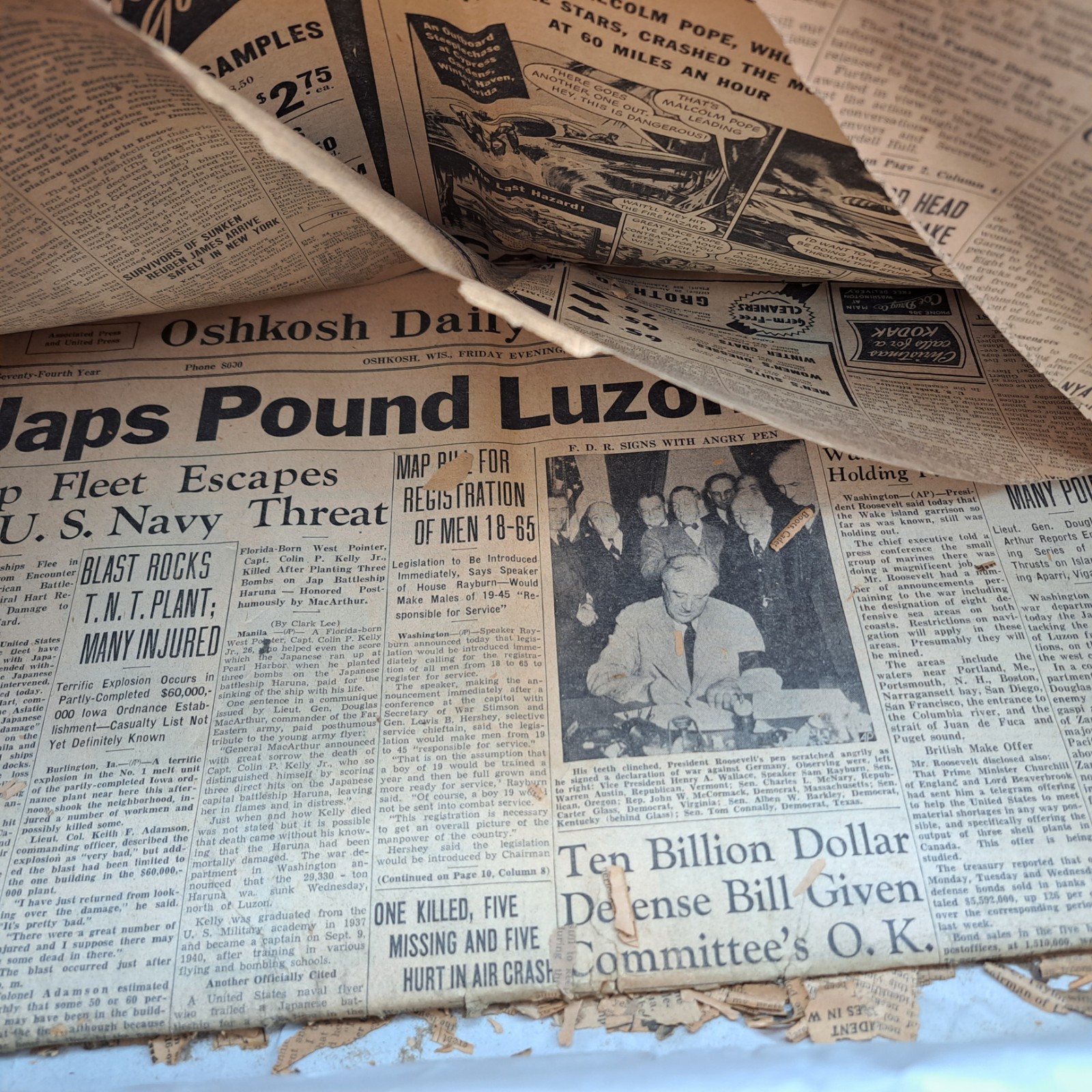 Vintage Ephemera WW2 1940’s Newspaper, An Assorted Lot