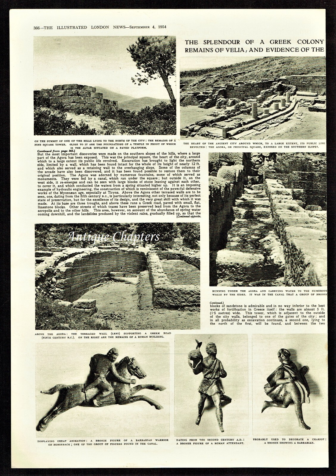 Velia Greek Colony Novi Velia Ascea Salerno Italy 1954 3 Page Photo Article Q603